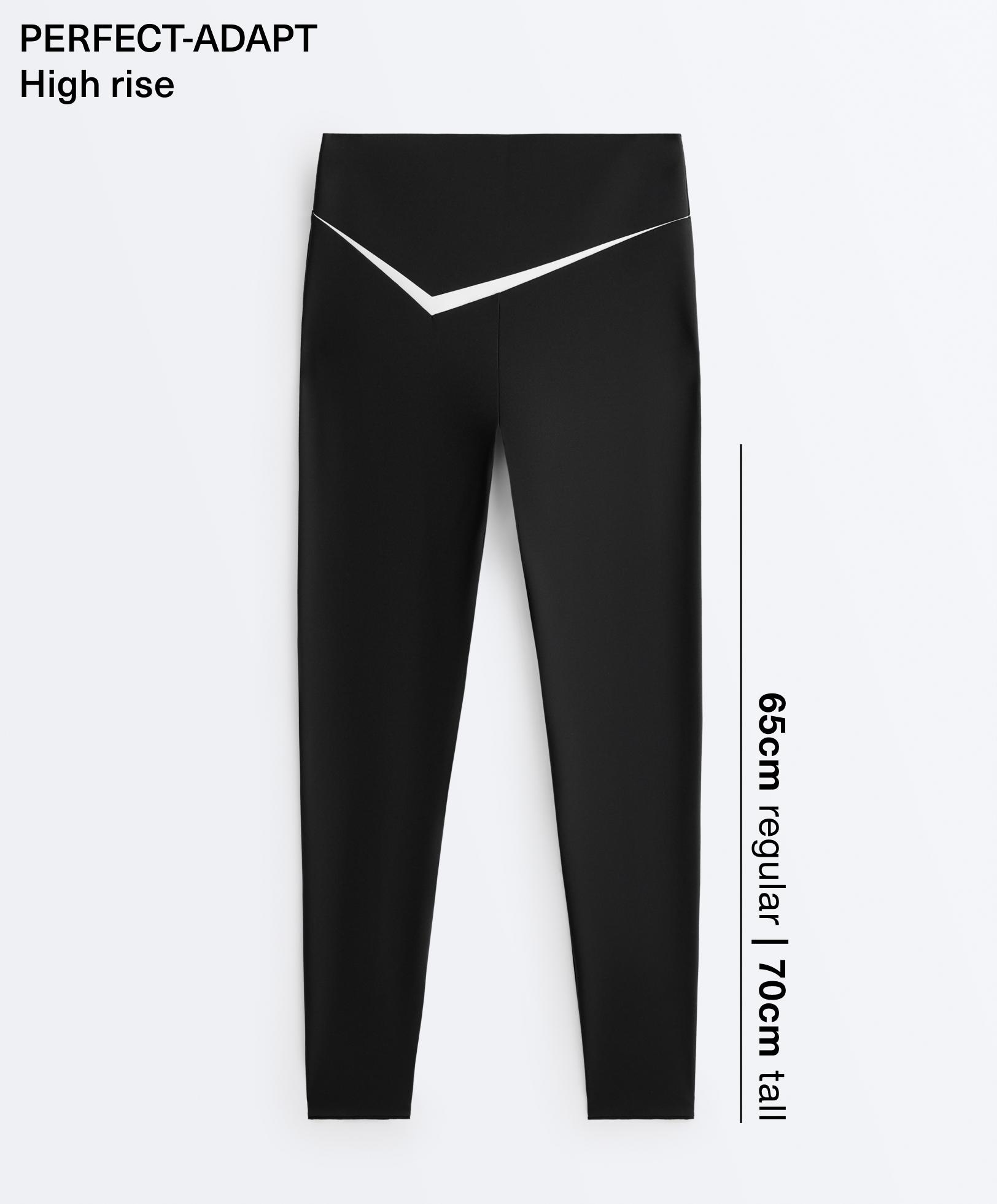 Perfect-adapt high rise ankle-length leggings with contrast detail — BLACK