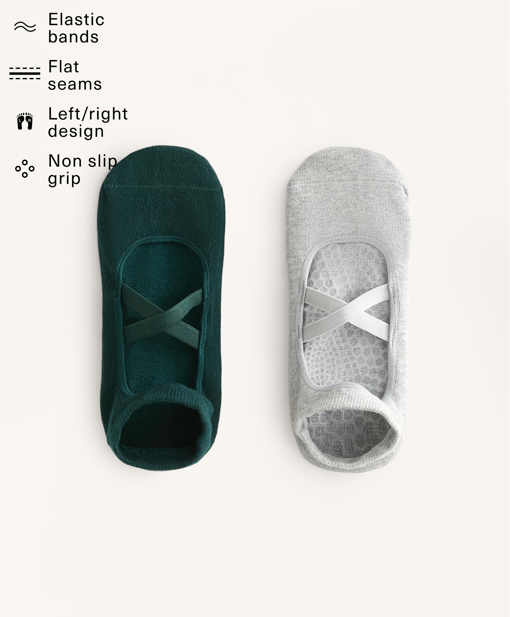 2 paar yoga- en pilatesokken van katoenmix met gekruiste bandjes