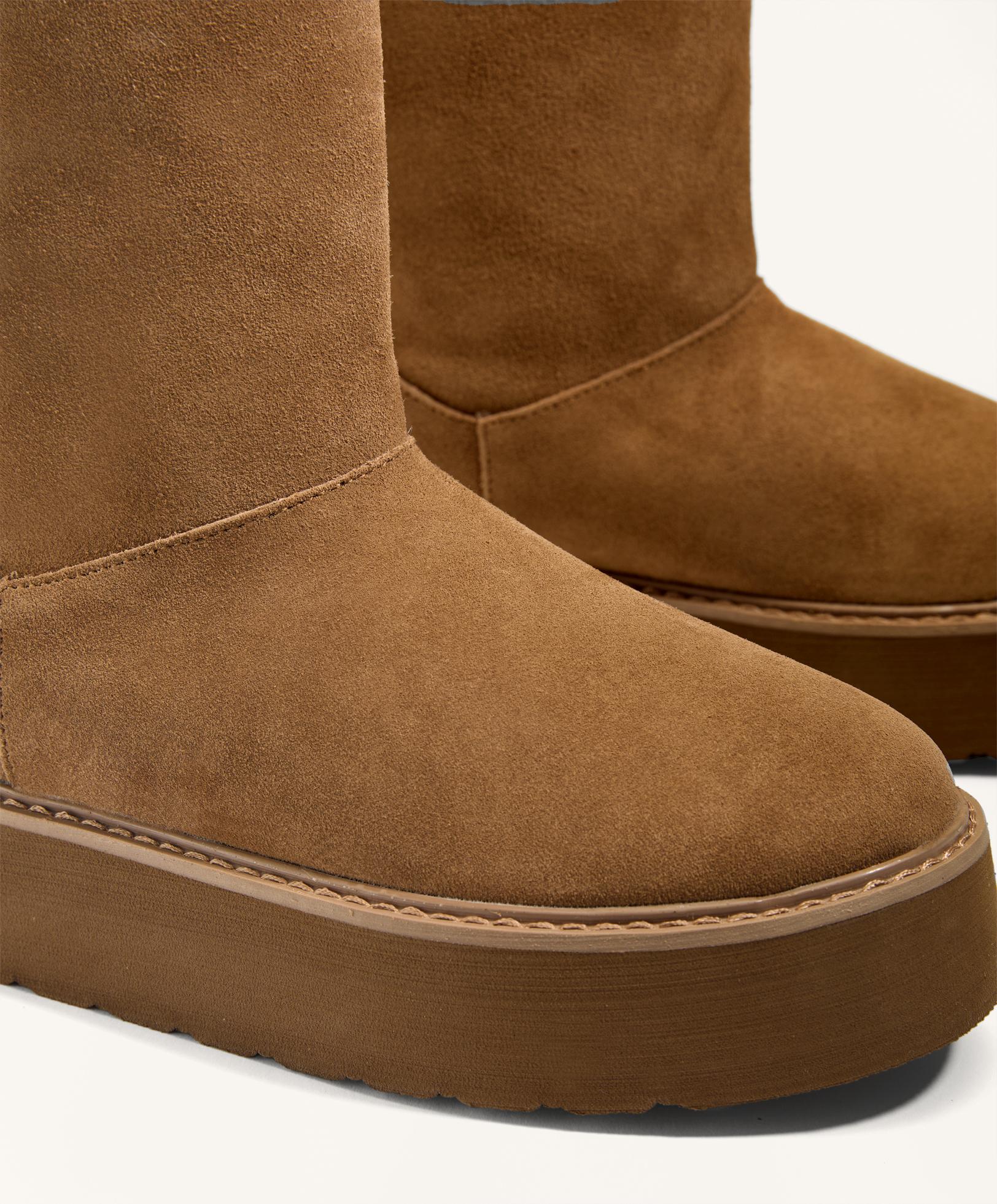 Split-leather platform boots