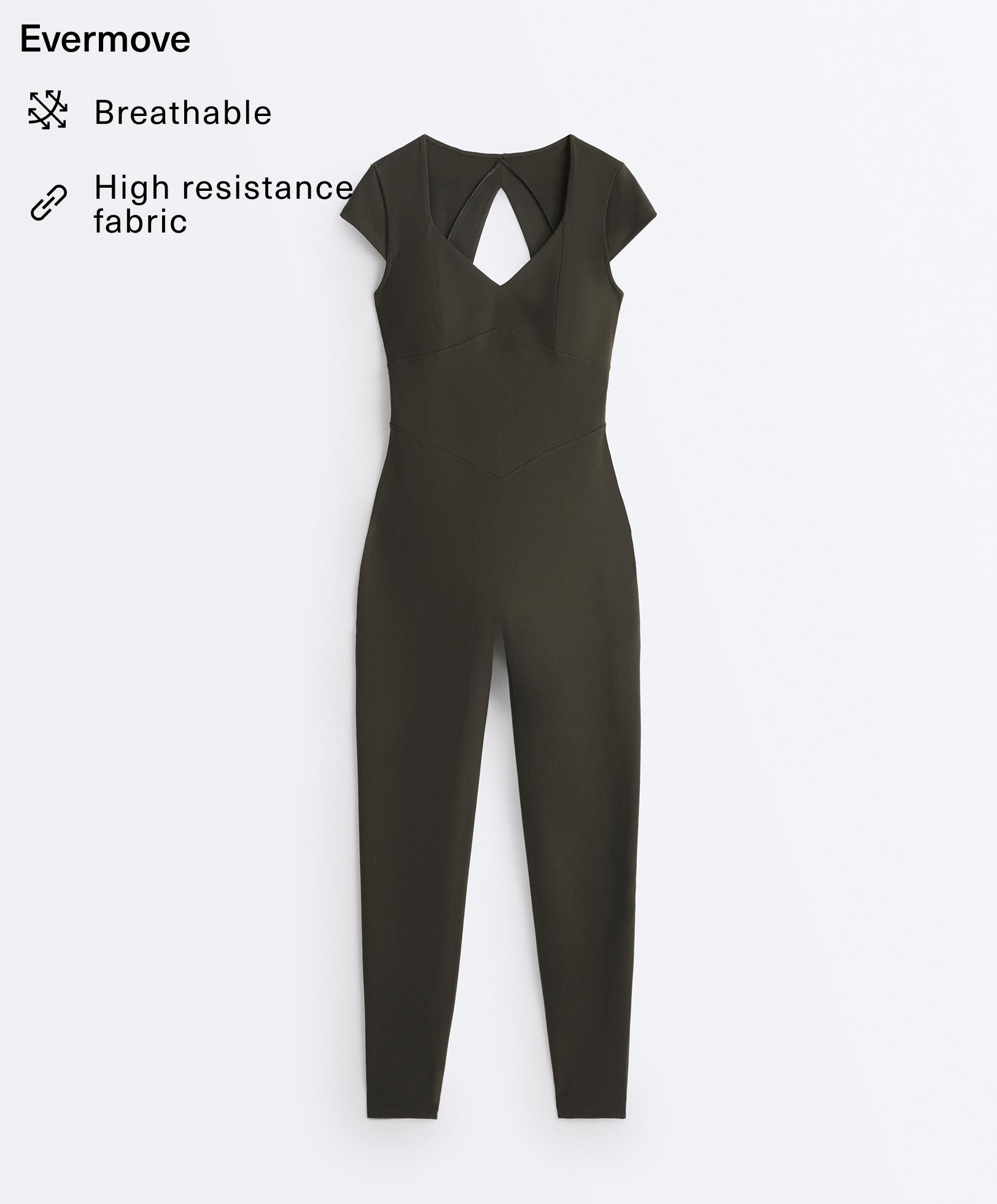 Evermove short-sleeve long jumpsuit — BROWN