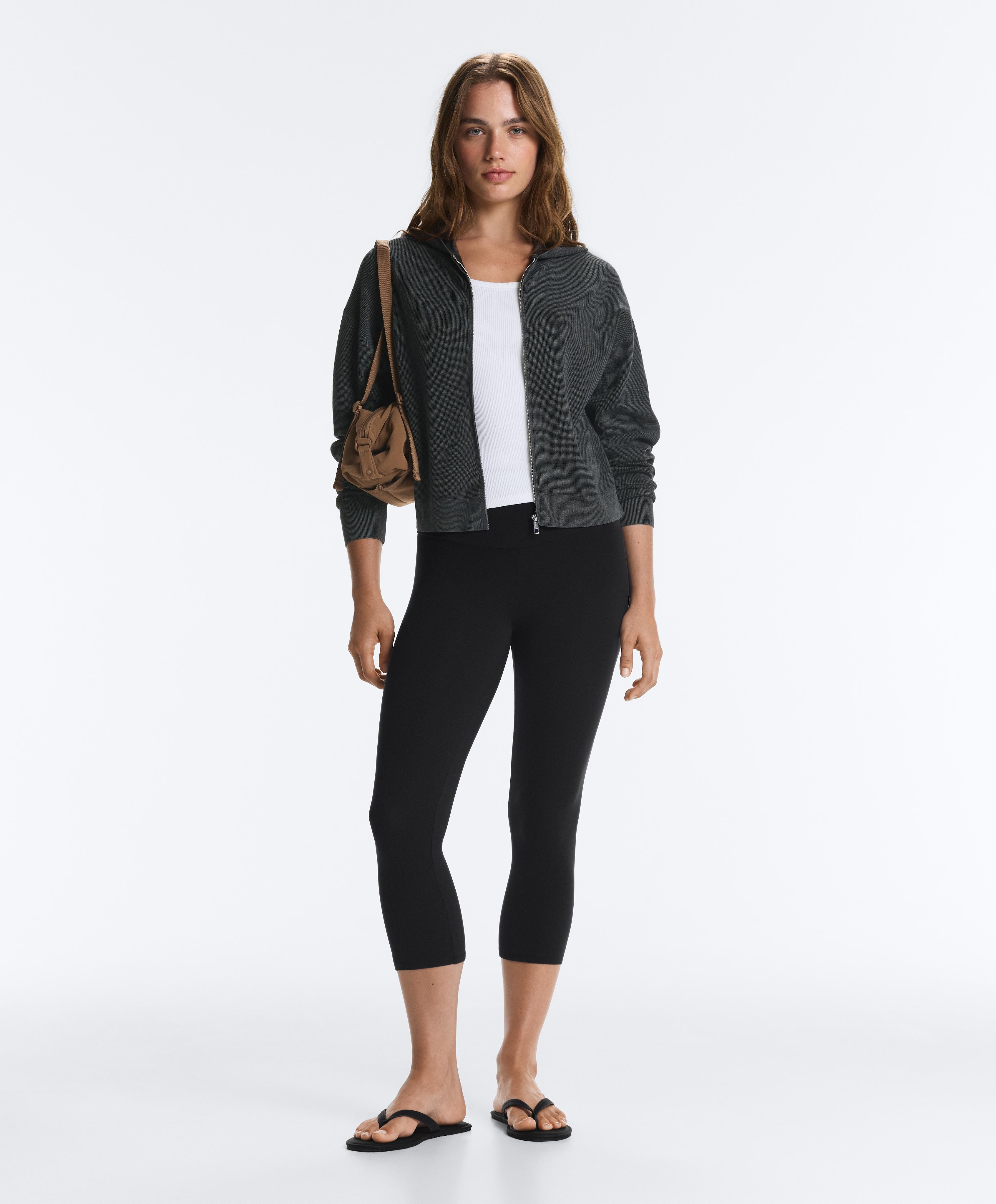 Hooded waffle knit jacket — DARK ANTHRACITE