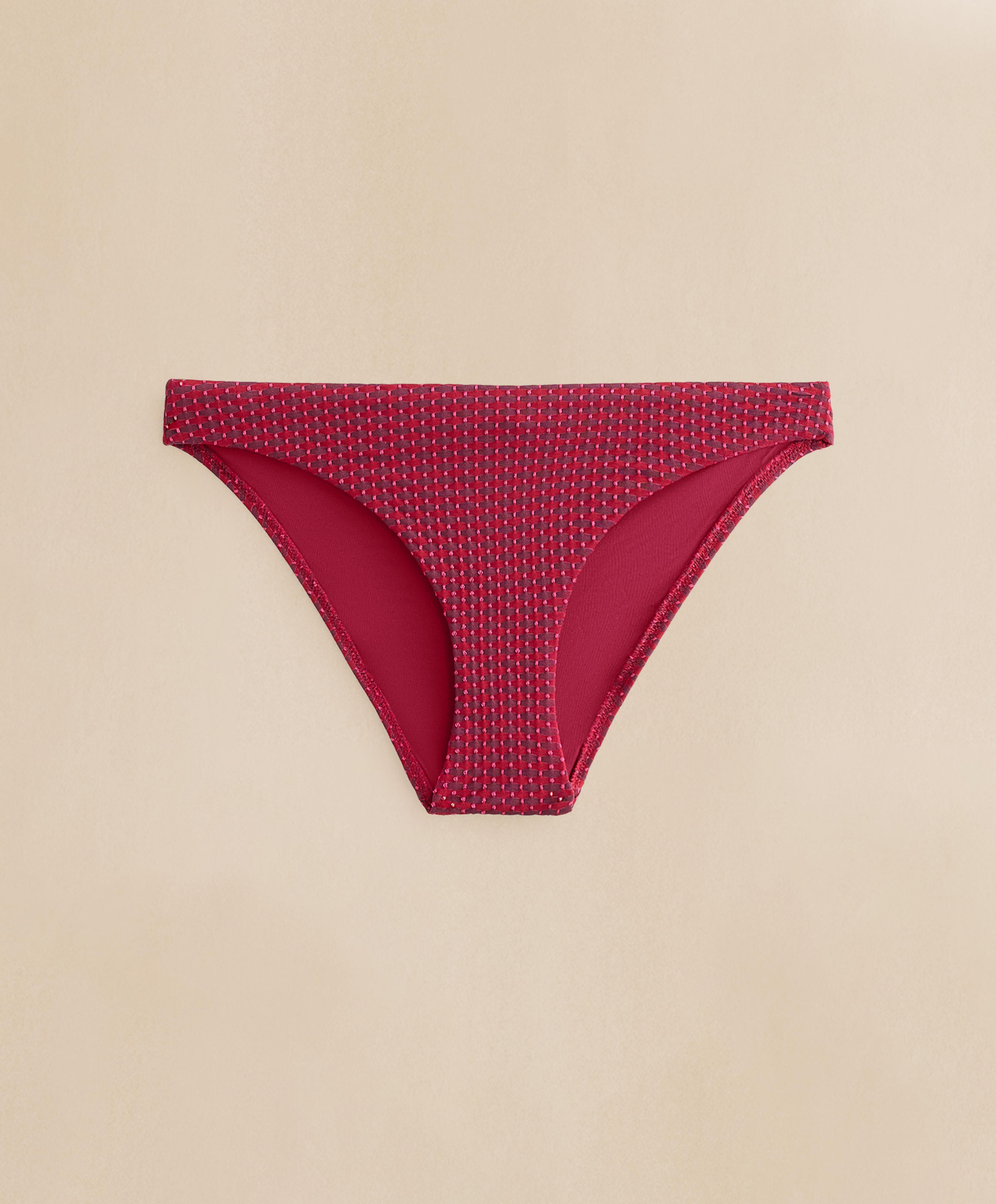 Geometric jacquard classic bikini briefs — FUCHSIA