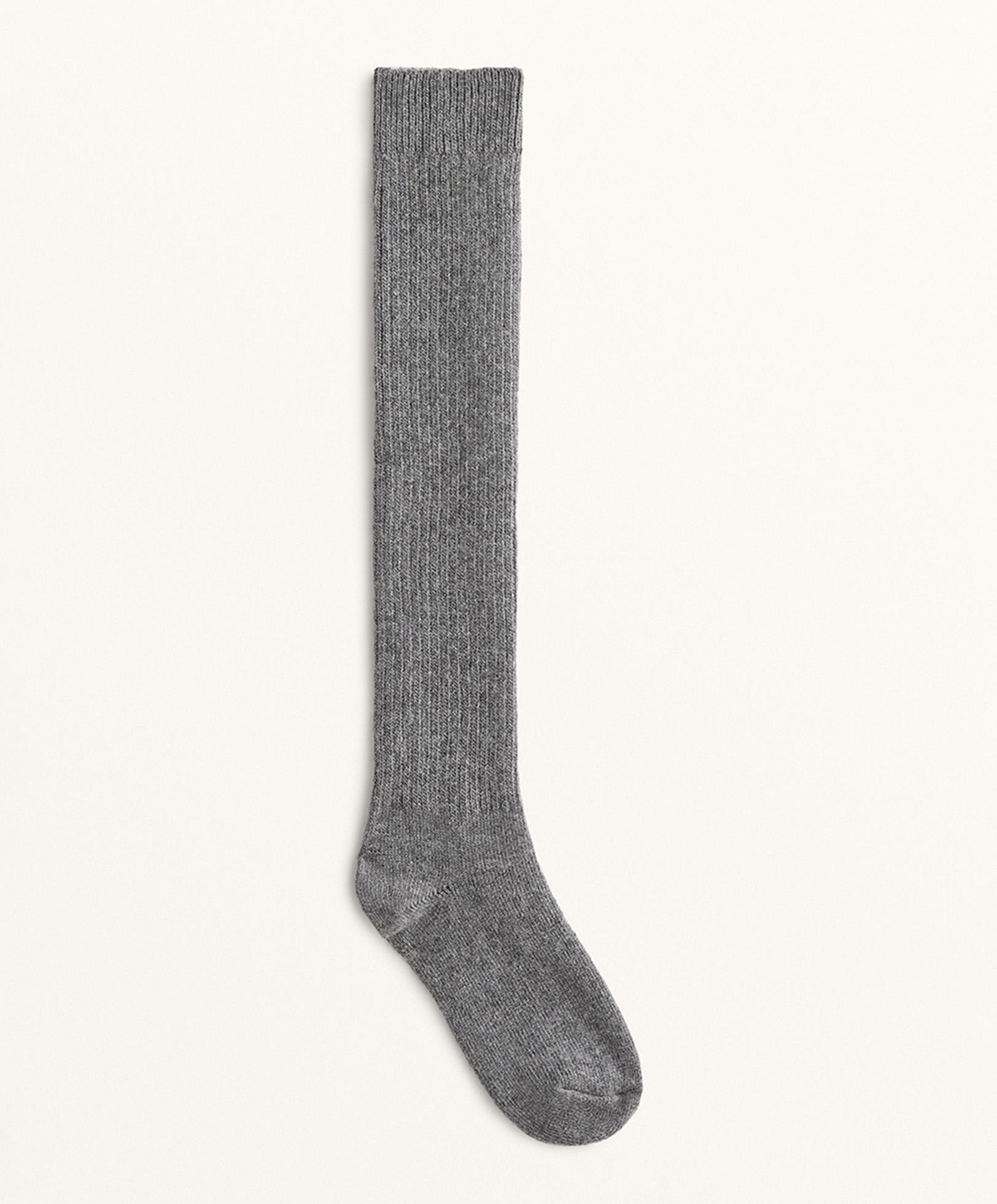 18% cashmere 13% wool long socks — DARK-GREY MELANGE
