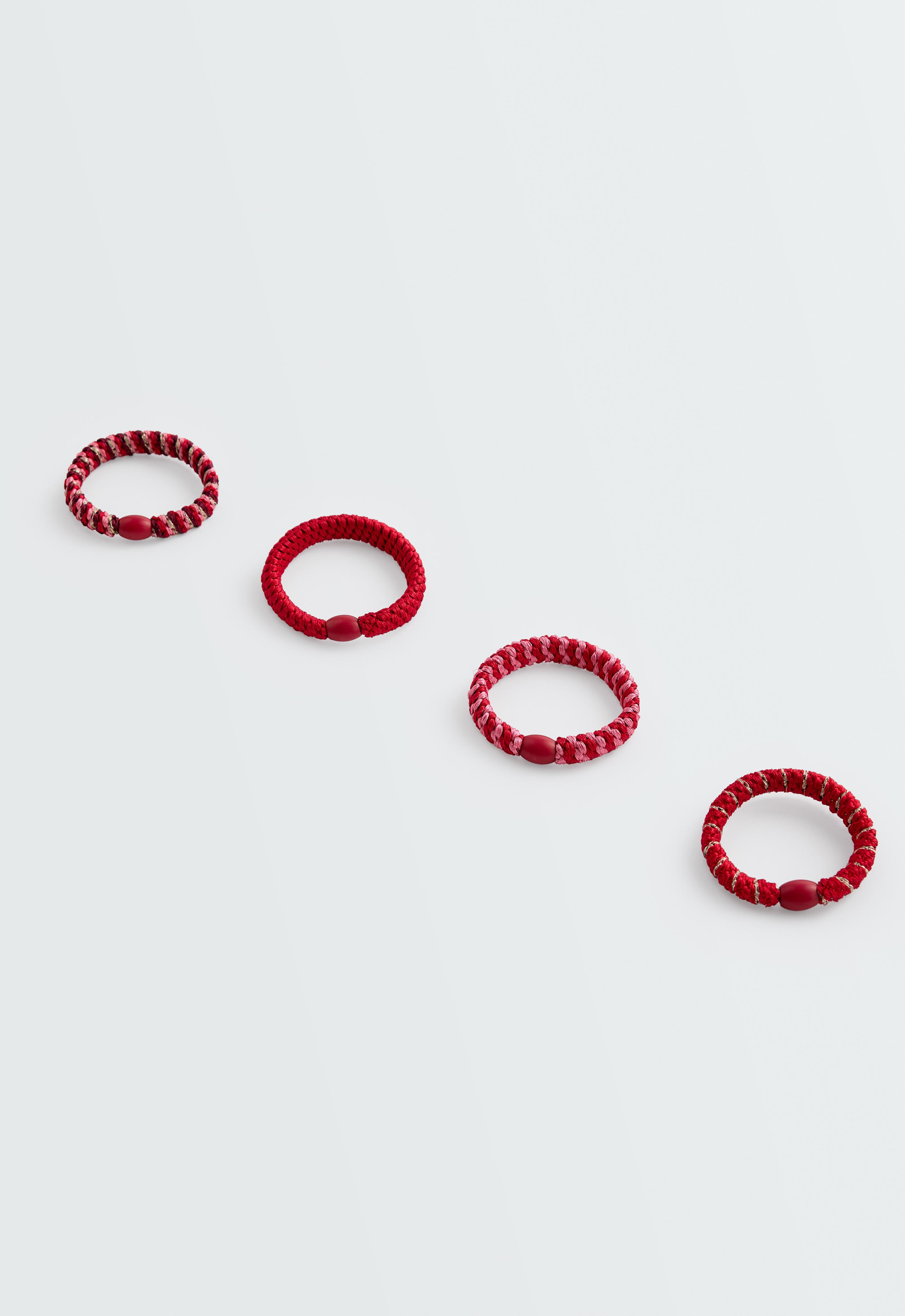 4 braided scrunchies — RED