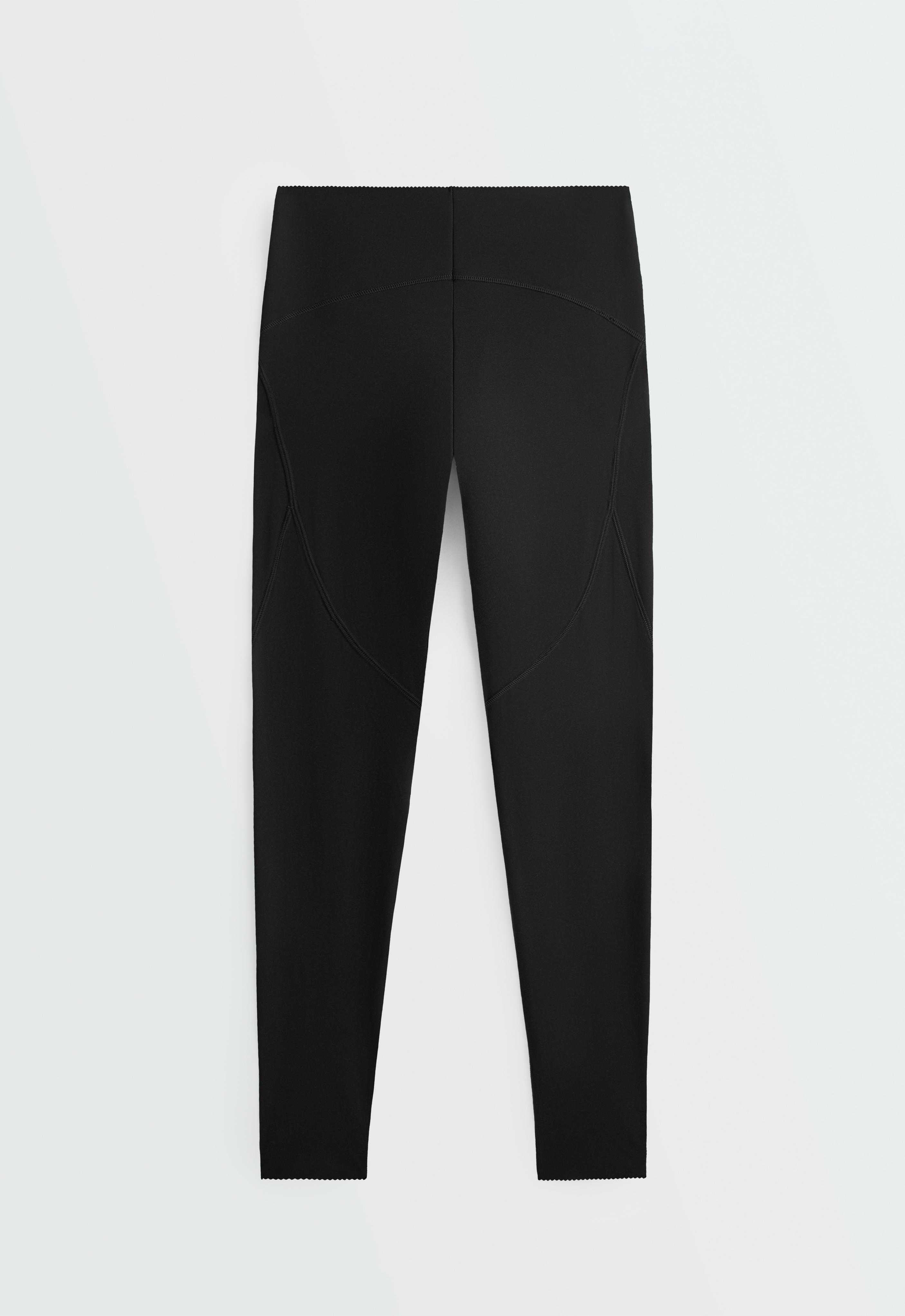 Basic compressive high-waisted ankle-length leggings — BLACK
