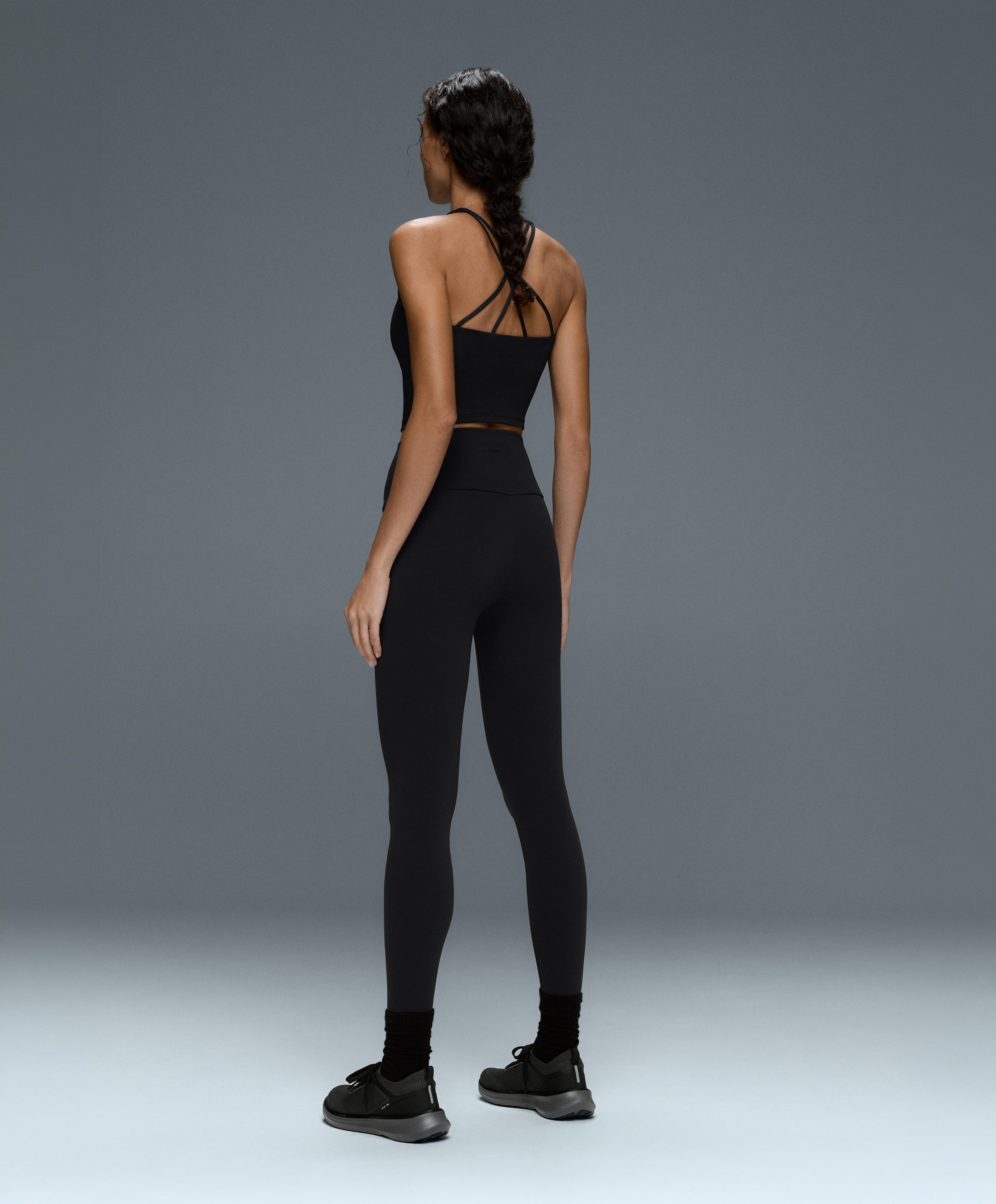 Comfortlux strappy tank top with cups — BLACK