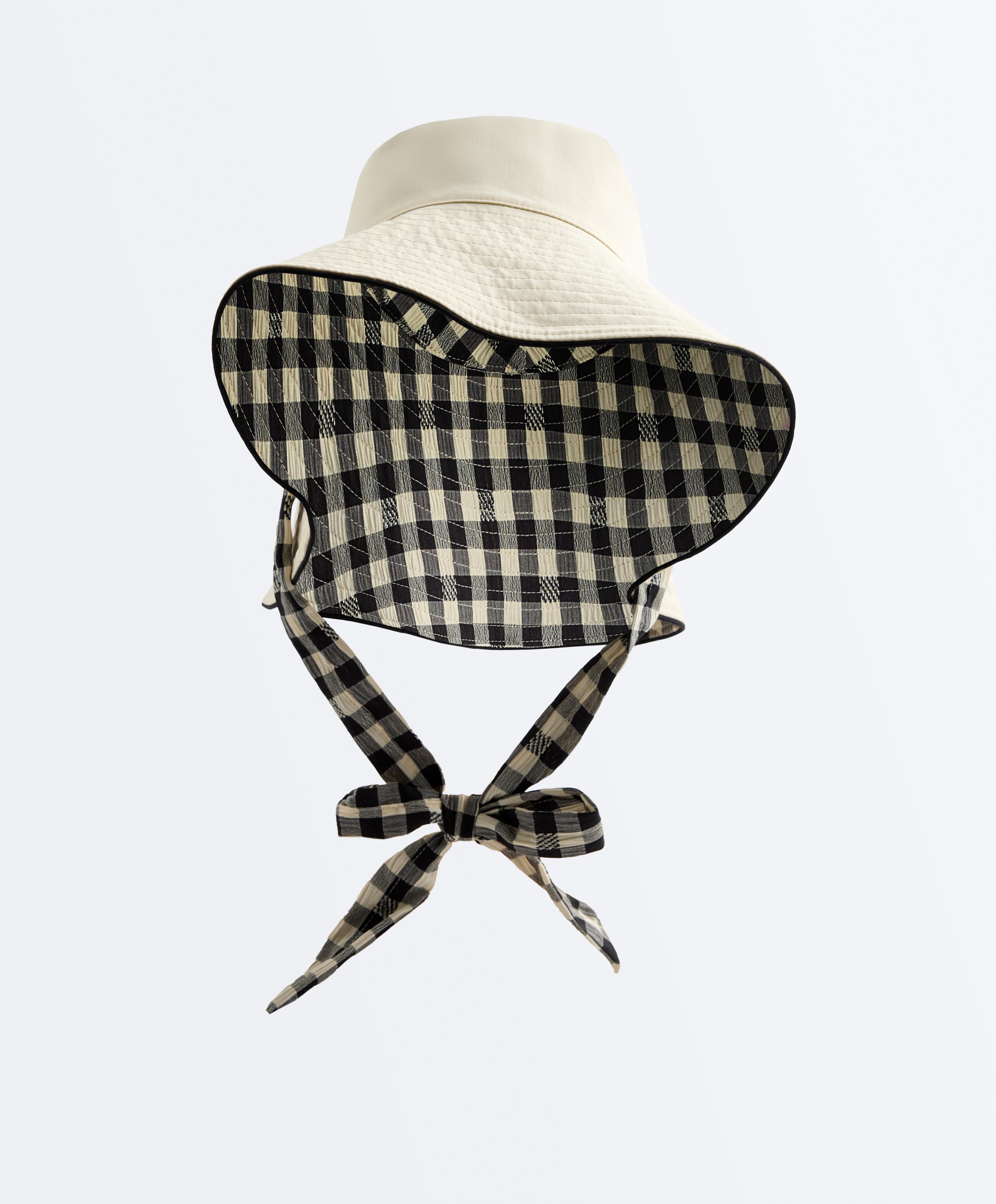 Reversible check bucket hat — BLACK