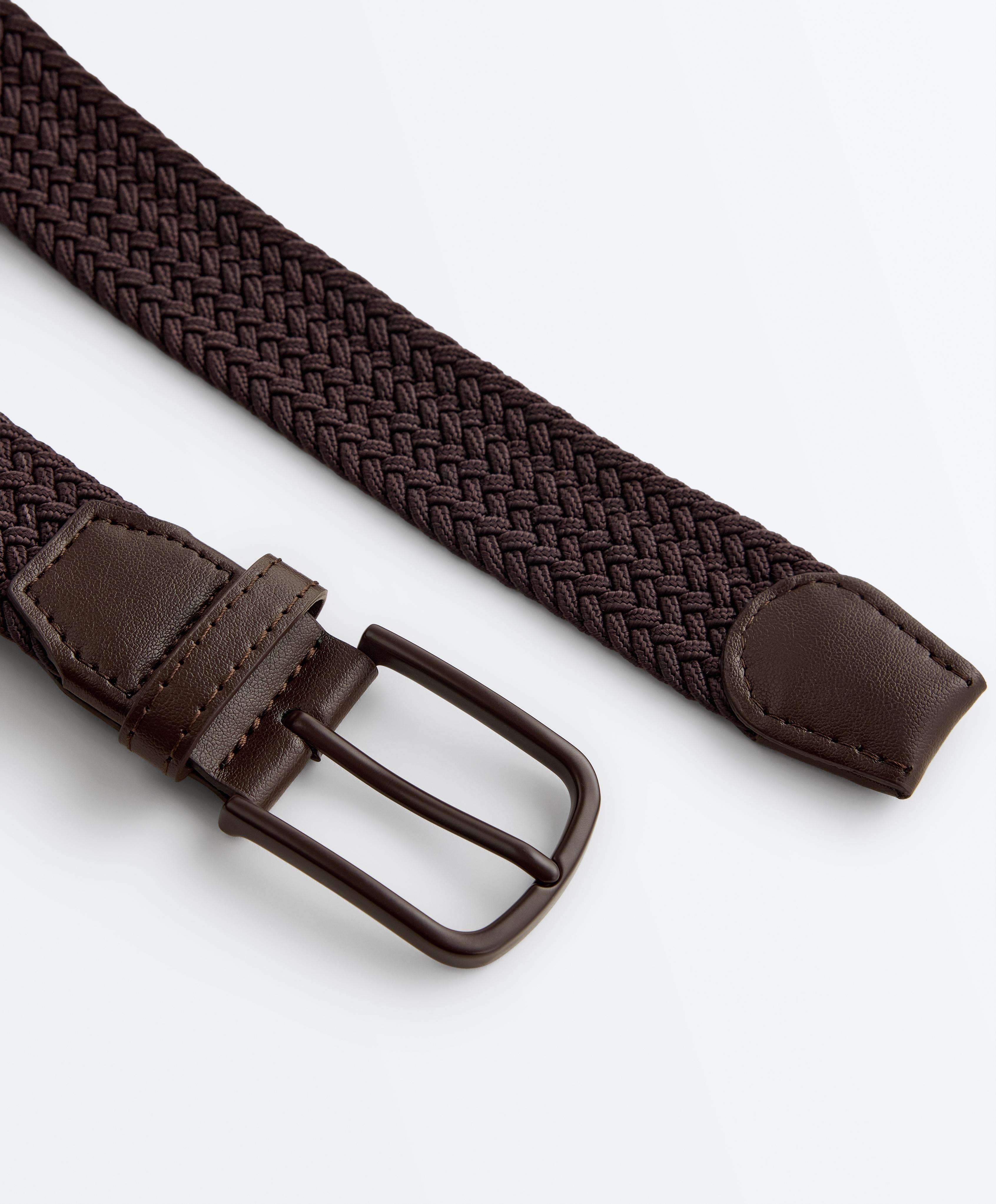 PLAITED ELASTIC BELT — BROWN