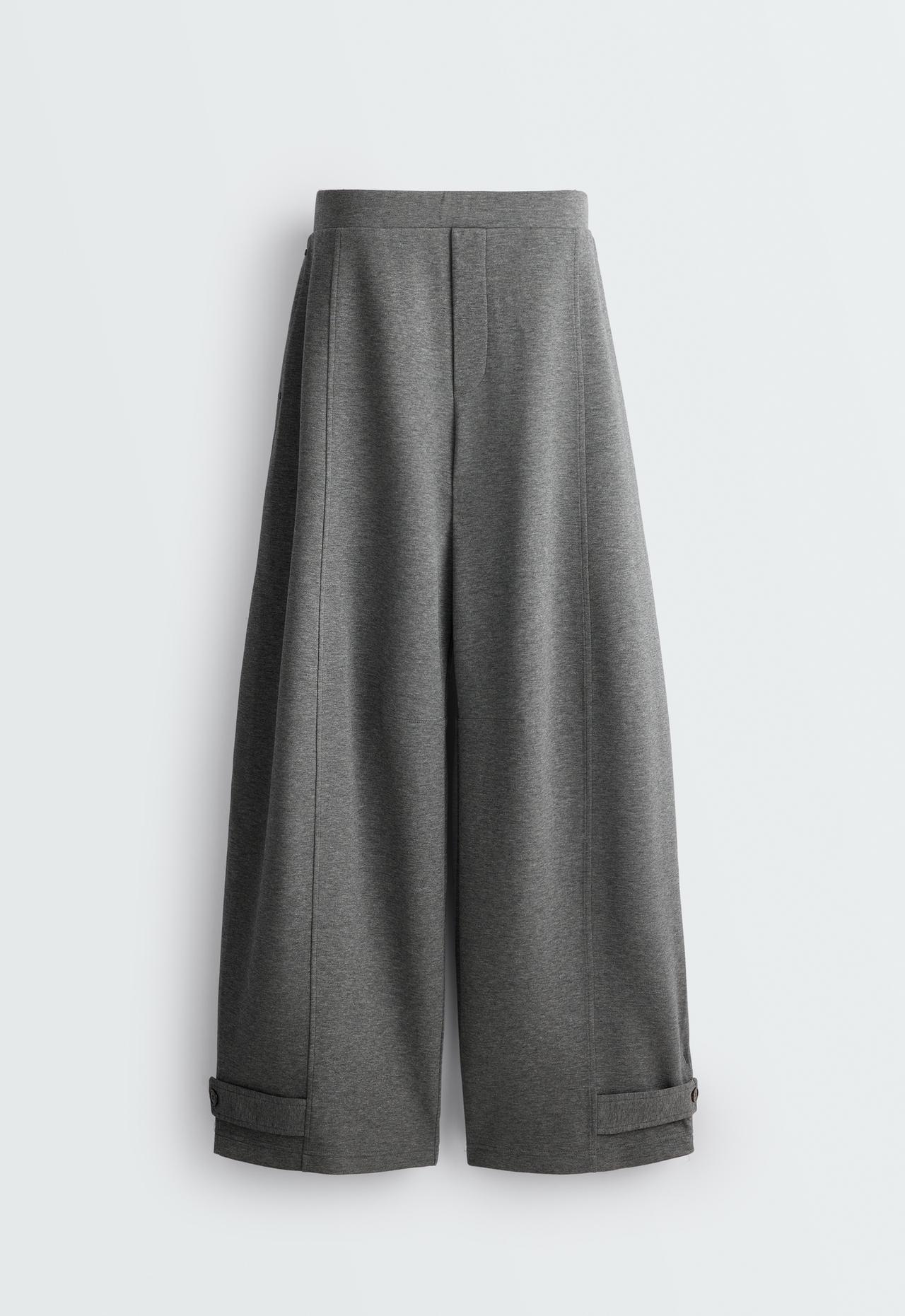 Adjustable barrel trousers in piqué cotton — GREY