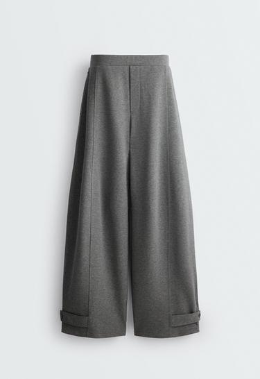 Adjustable barrel trousers in piqué cotton — GREY 7