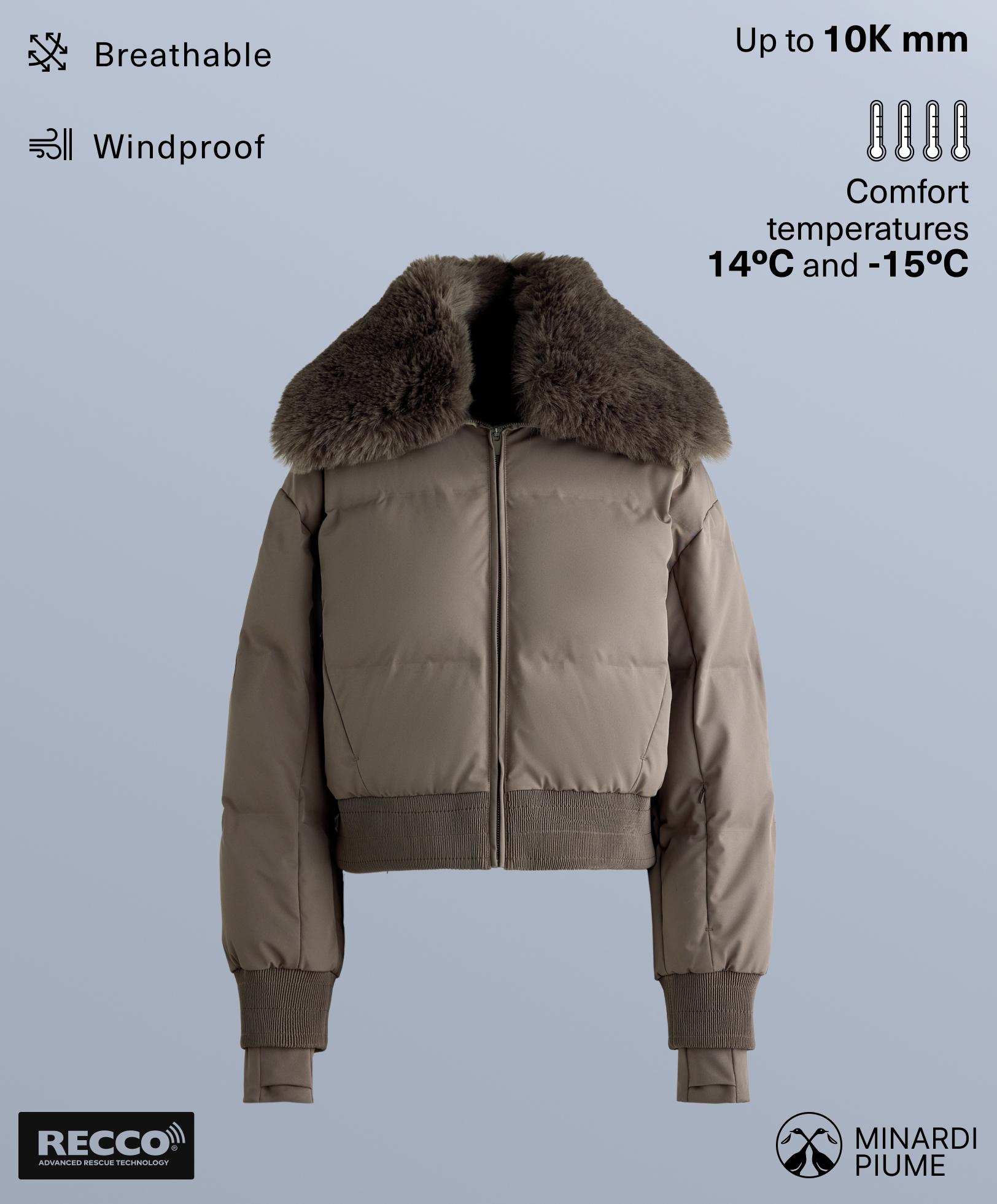 MINARDI PIUME SKI water-resistant 80% down and 20% feather jacket — DARK TAUPE
