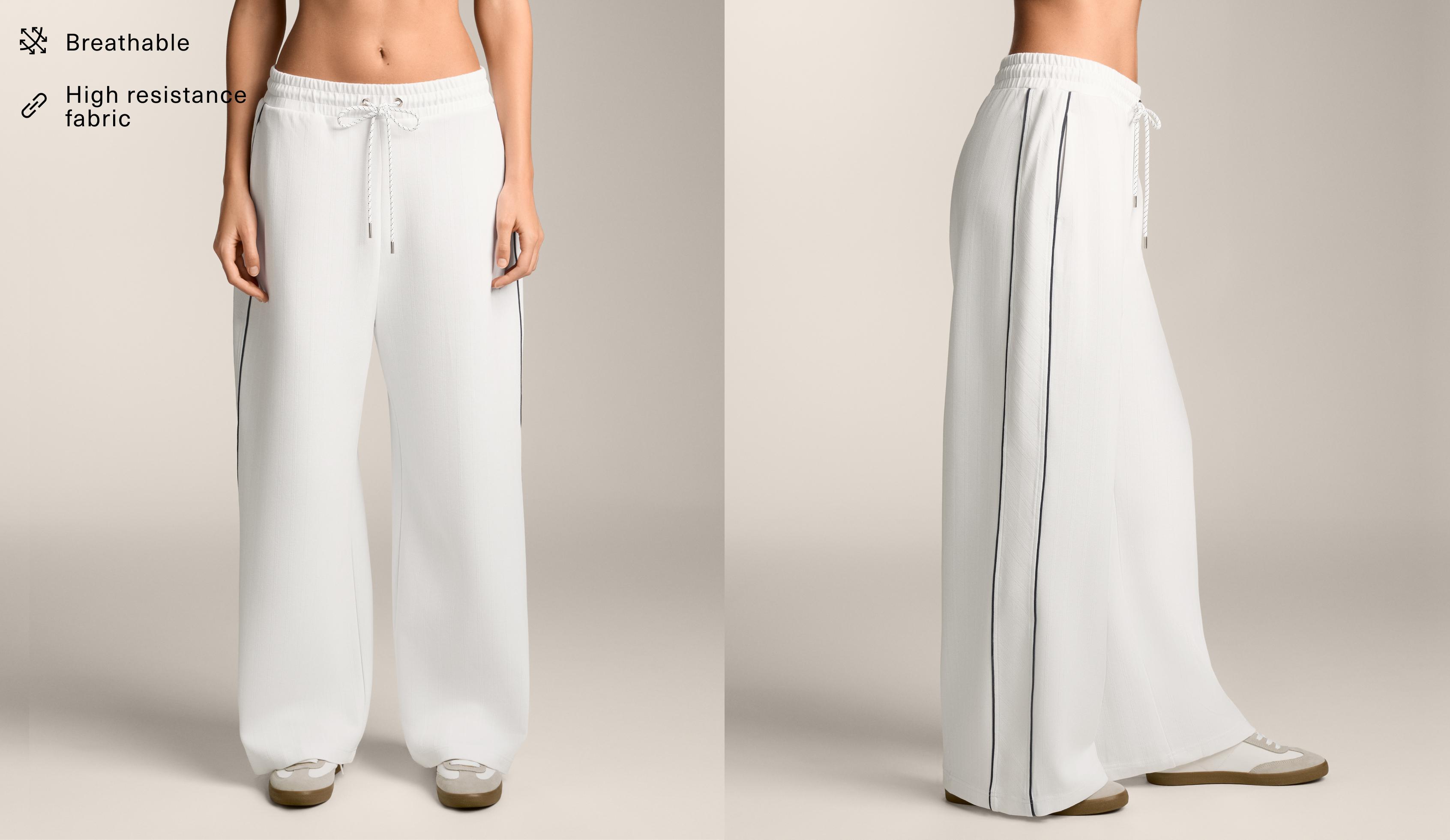 Piqué trousers with side piping and cotton Piqué trousers with side piping and cotton
