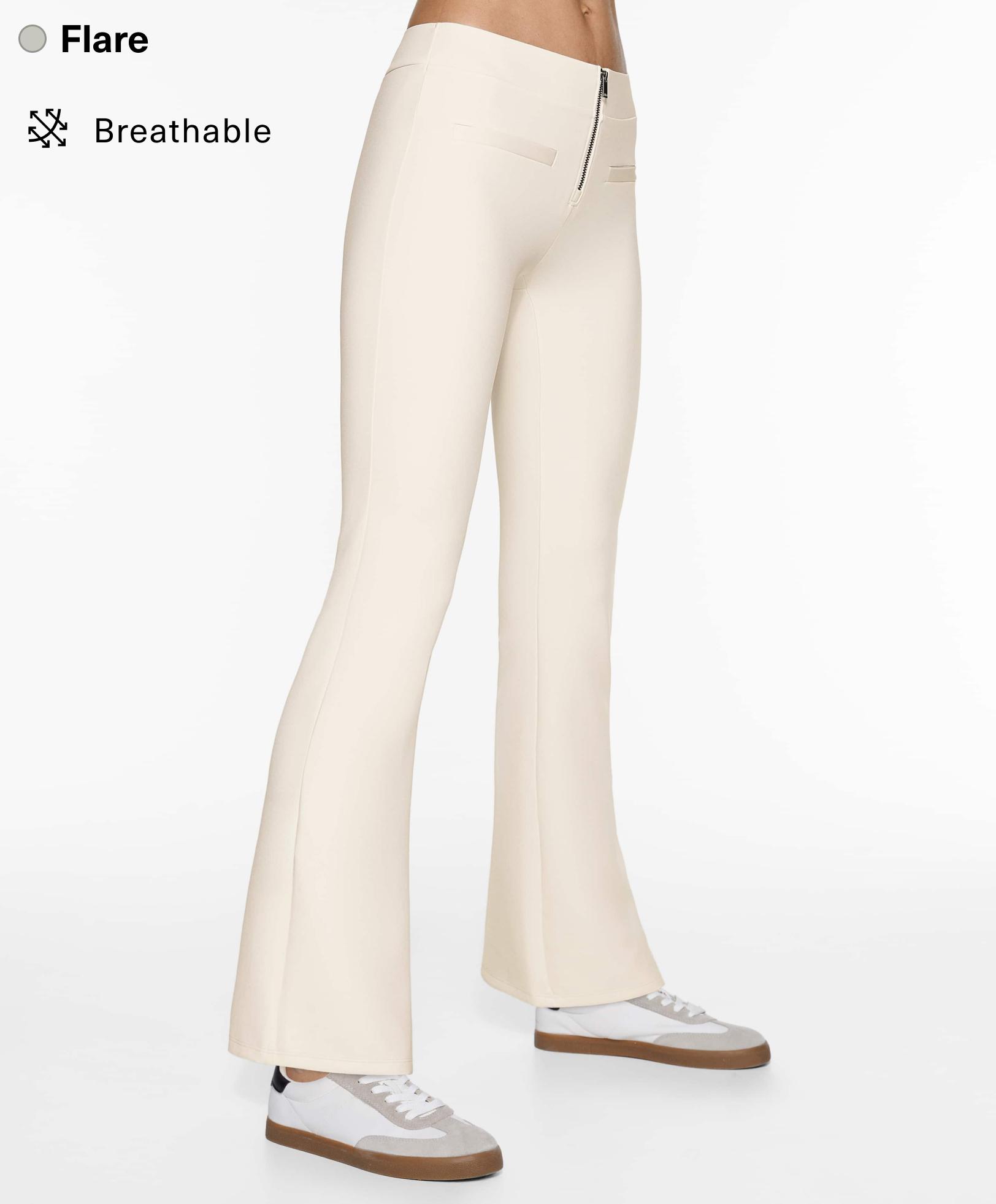 Neoprene-effect low-rise flare trousers