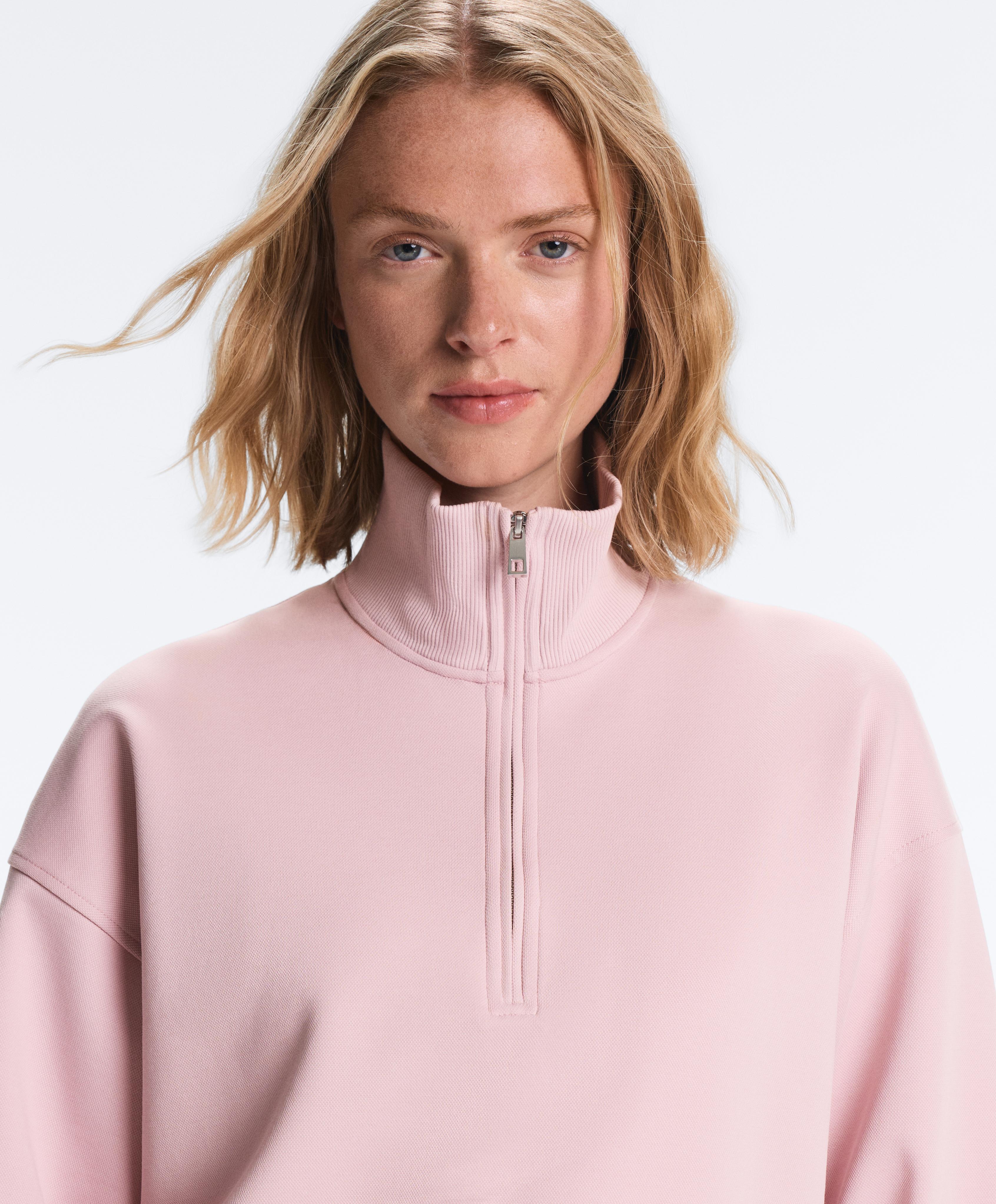 สเวตเตอร์ผ้าปิเก้คอตั้งติดซิปผสมผ้าฝ้าย สเวตเตอร์ผ้าปิเก้คอตั้งติดซิปผสมผ้าฝ้าย