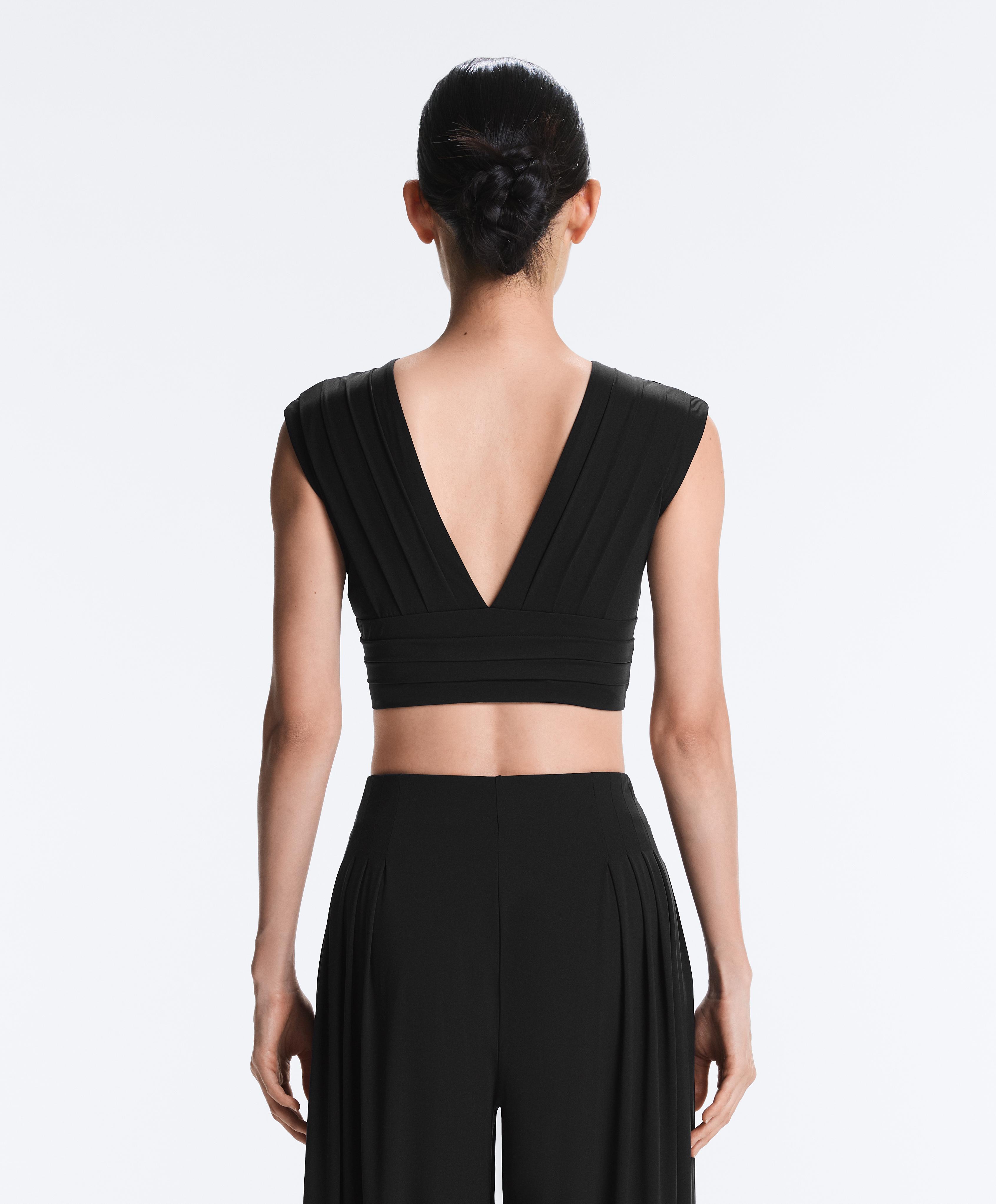 Light Touch pleated tank top — BLACK