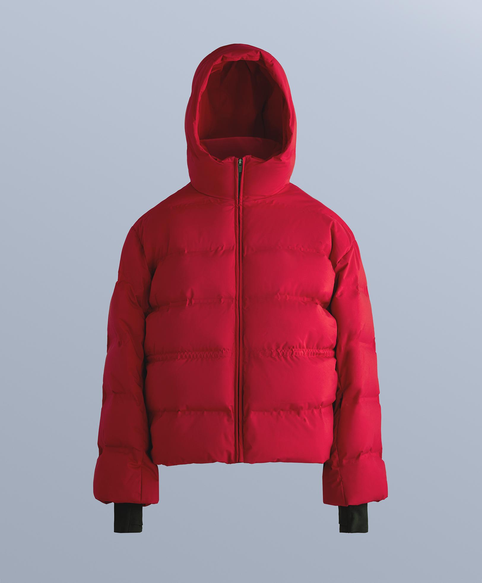 Lightweight padded jacket with 80% down and 20% MINARDI PIUME SKI water-resistant filling — RED