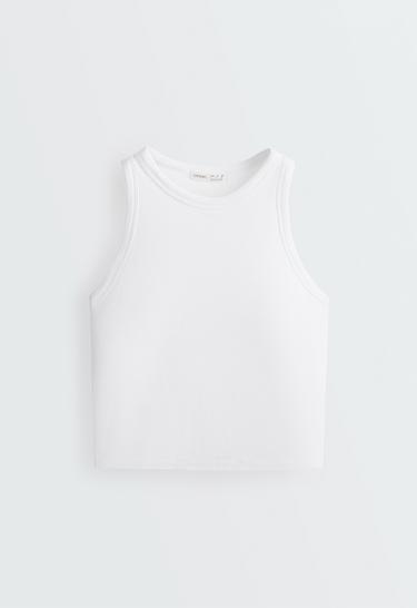 Long modal blend rib tank top — WHITE  6
