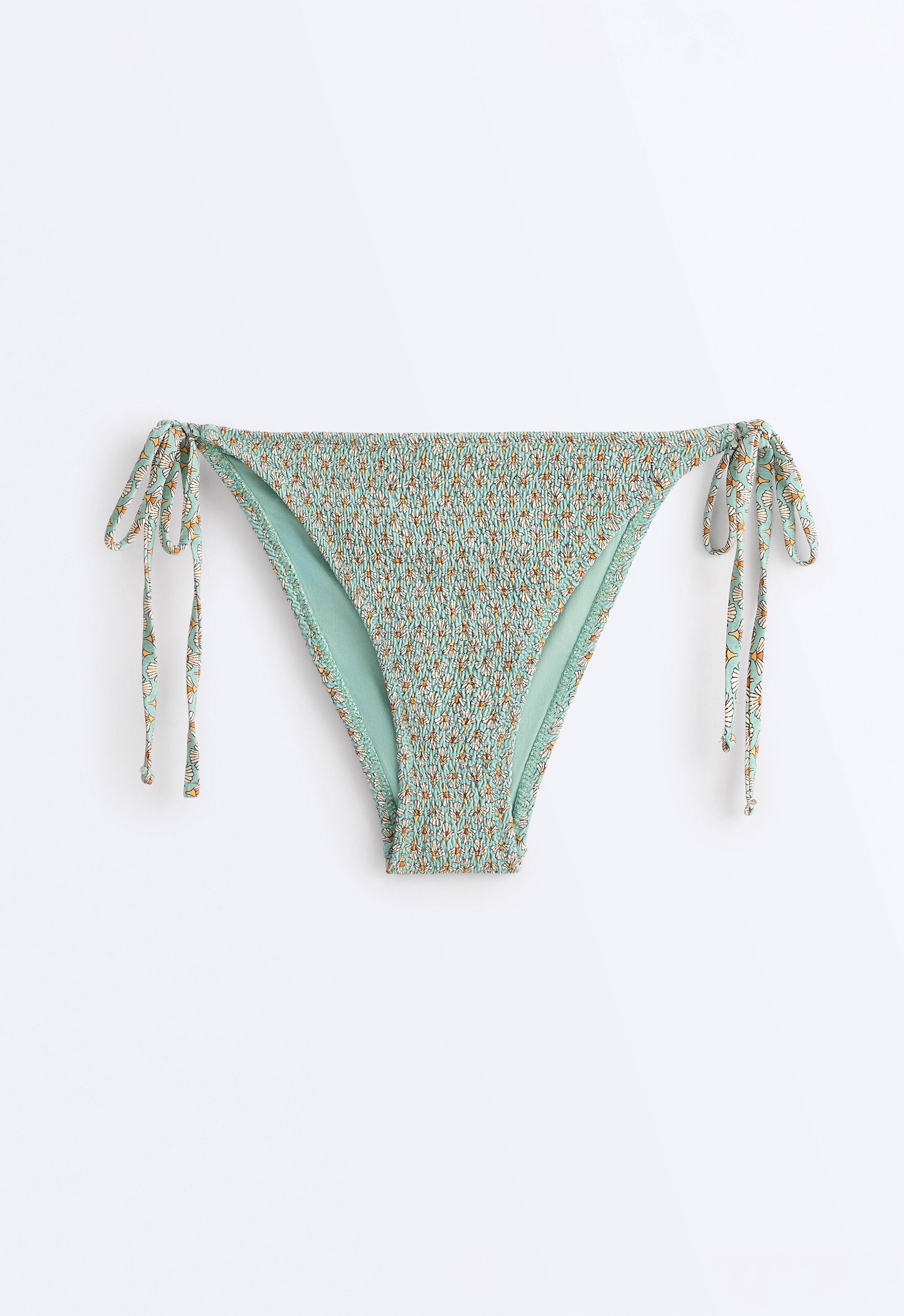 Smock tie medium-coverage bikini briefs — AQUA GREEN