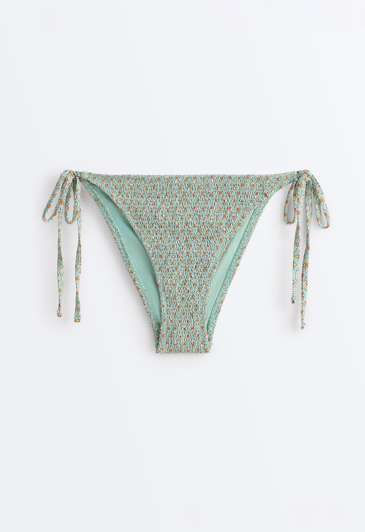 Smock tie medium-coverage bikini briefs — AQUA GREEN