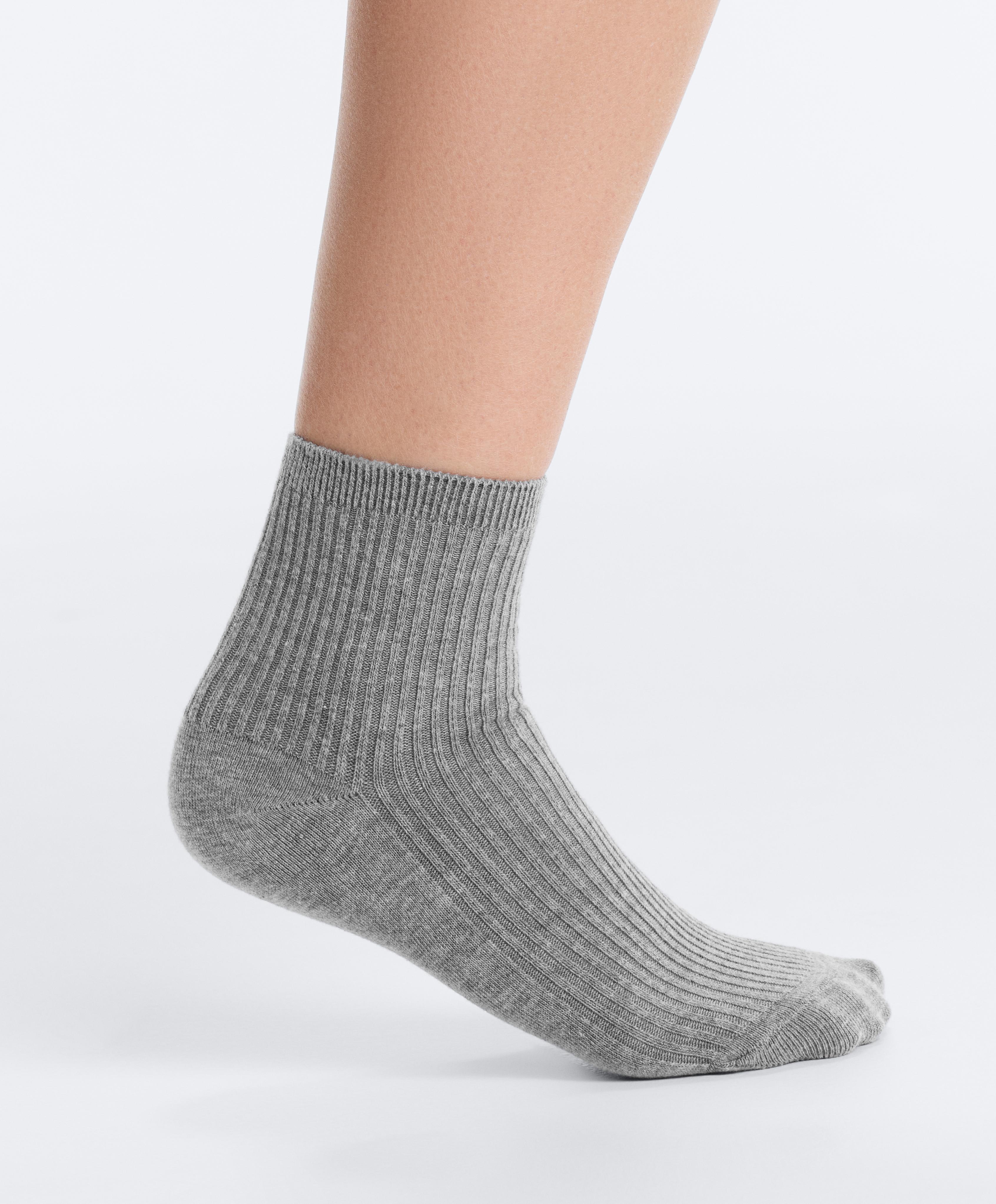 5 pairs of quarter socks with cotton — PALE GREY MELANGE