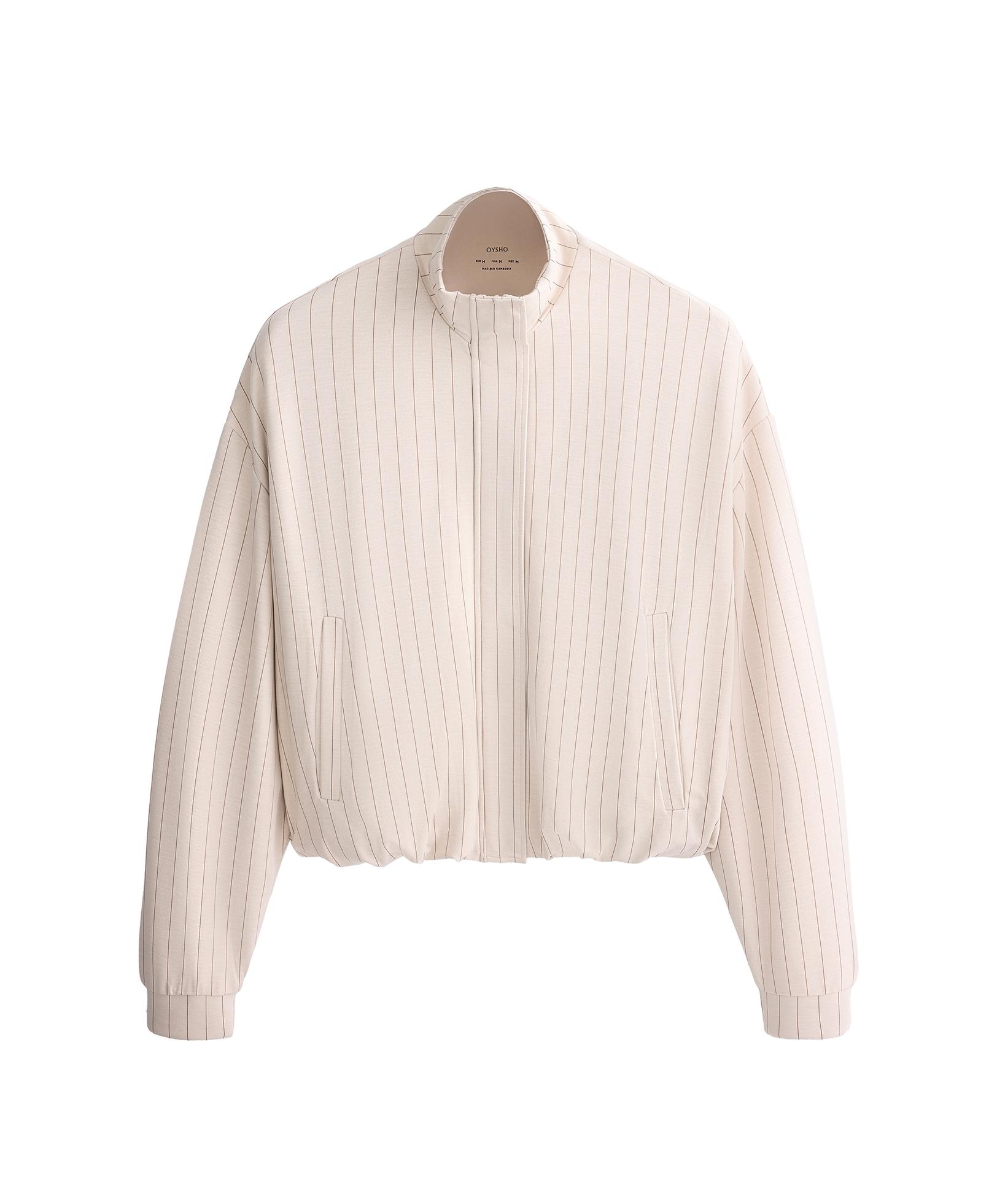Striped jacket with puffed hem — SANDY