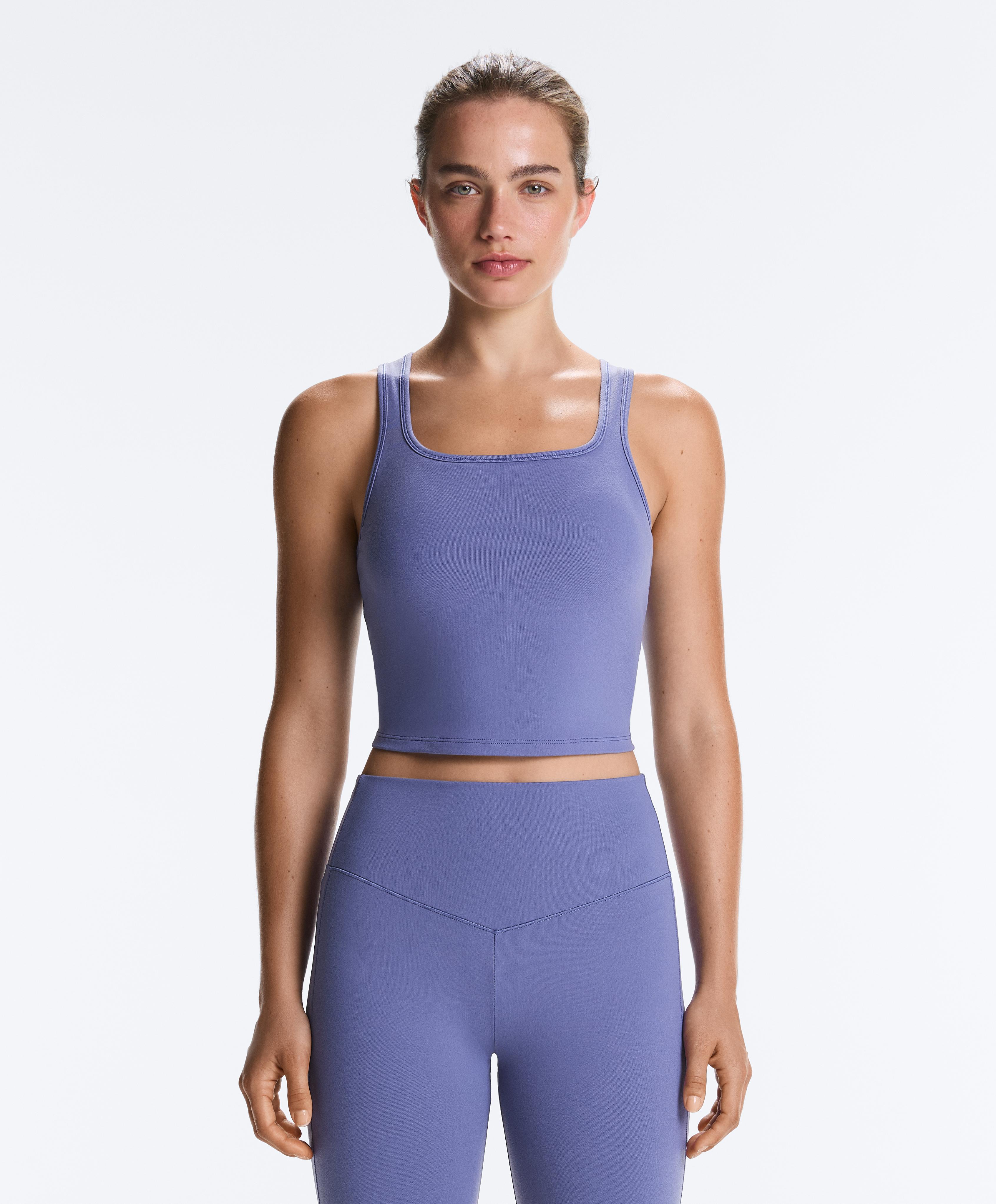 Evermove square-neck tank top — BLUEBERRY