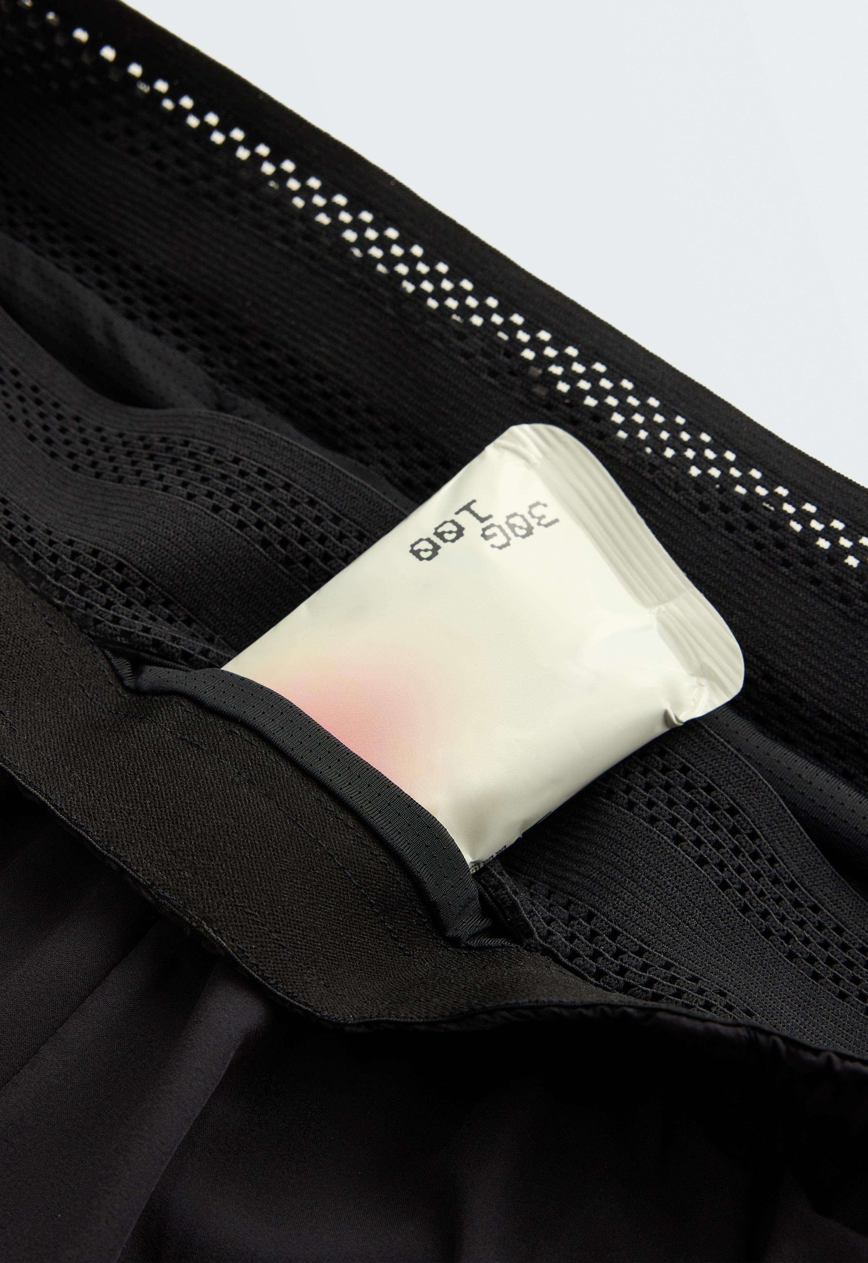 Technical mid rise 2-in-1 shorts — BLACK