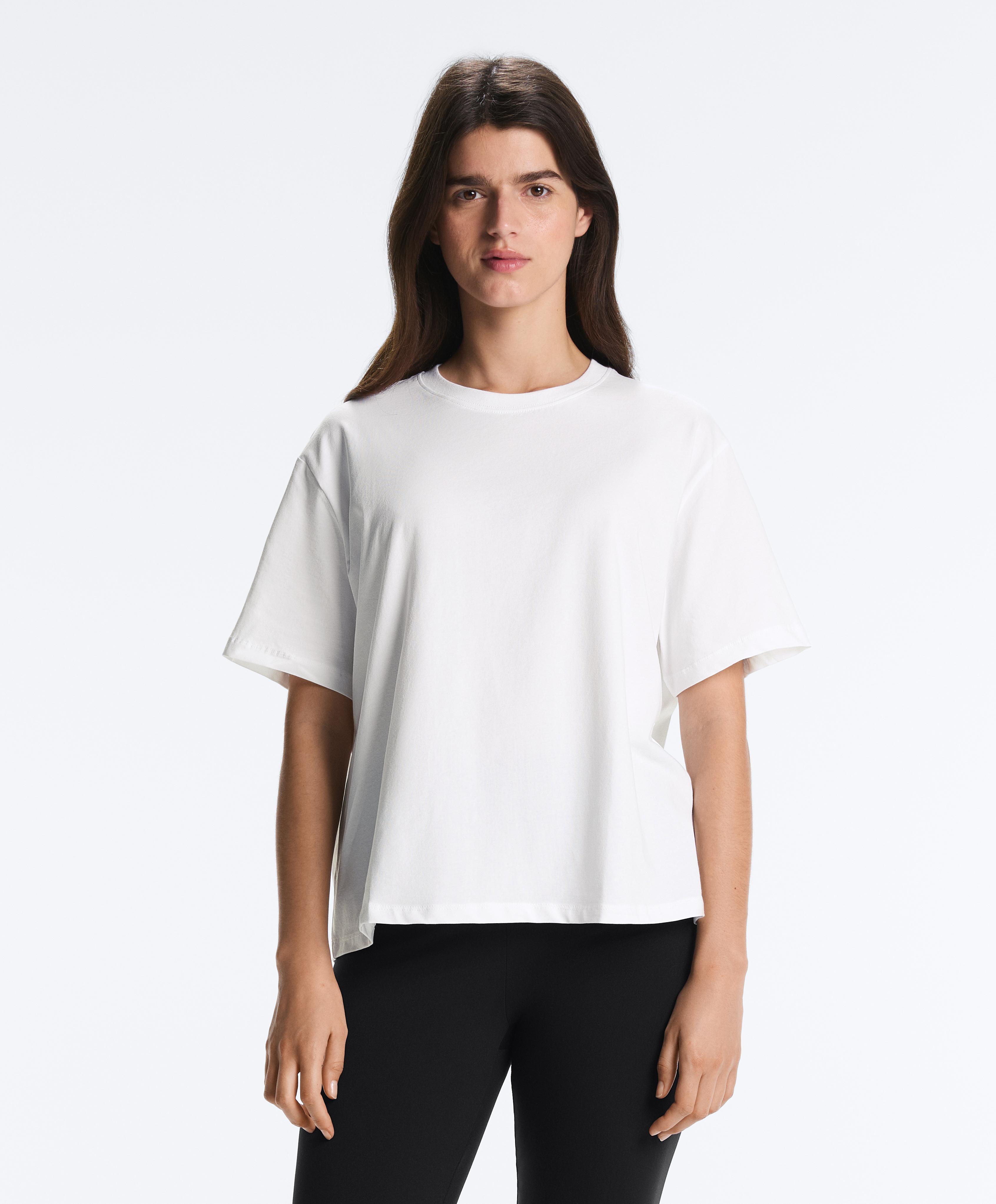 Boxy short-sleeved cotton blend T-shirt — WHITE