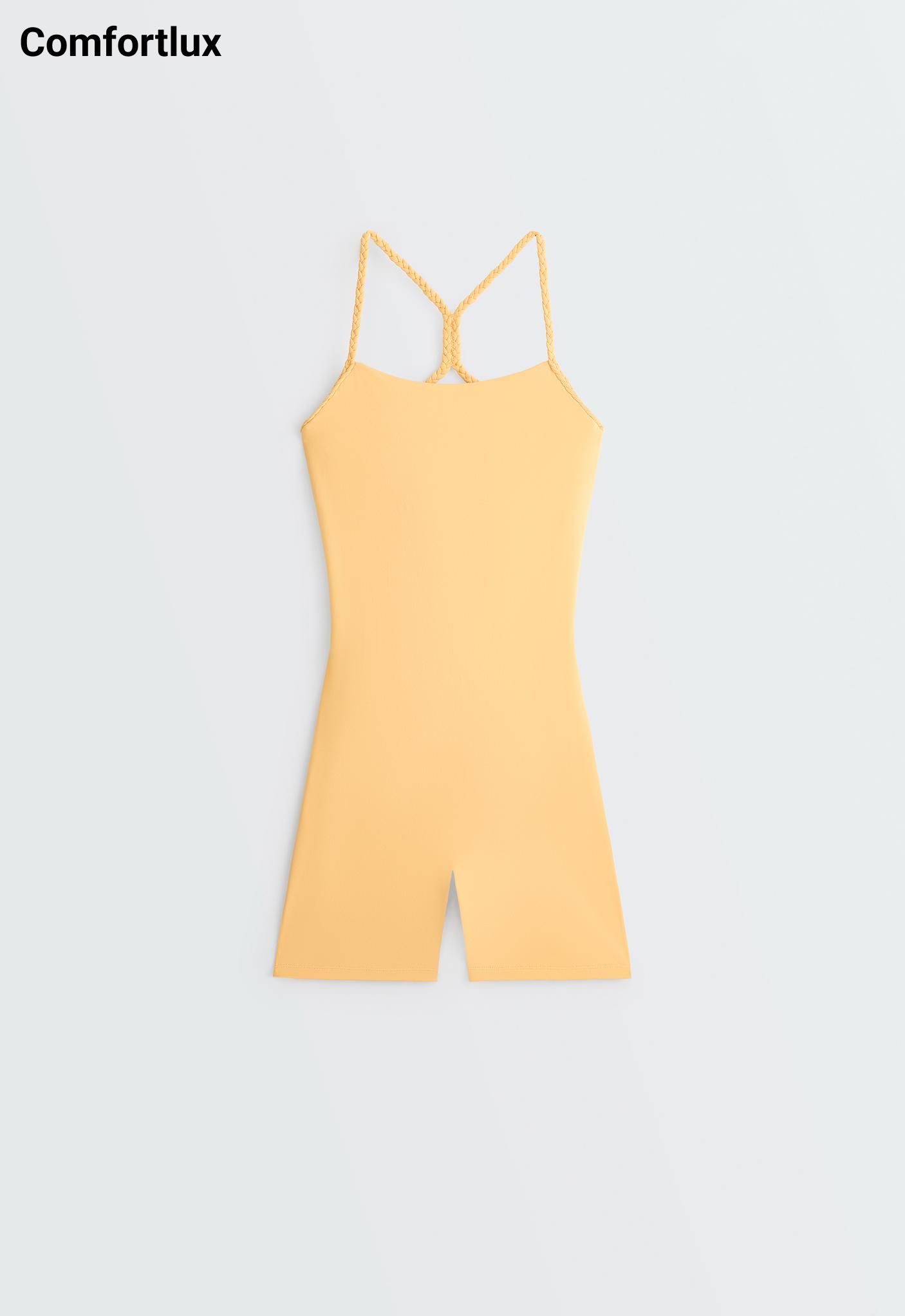 Comfortlux braided short jumpsuit — BURNT YELLOW
