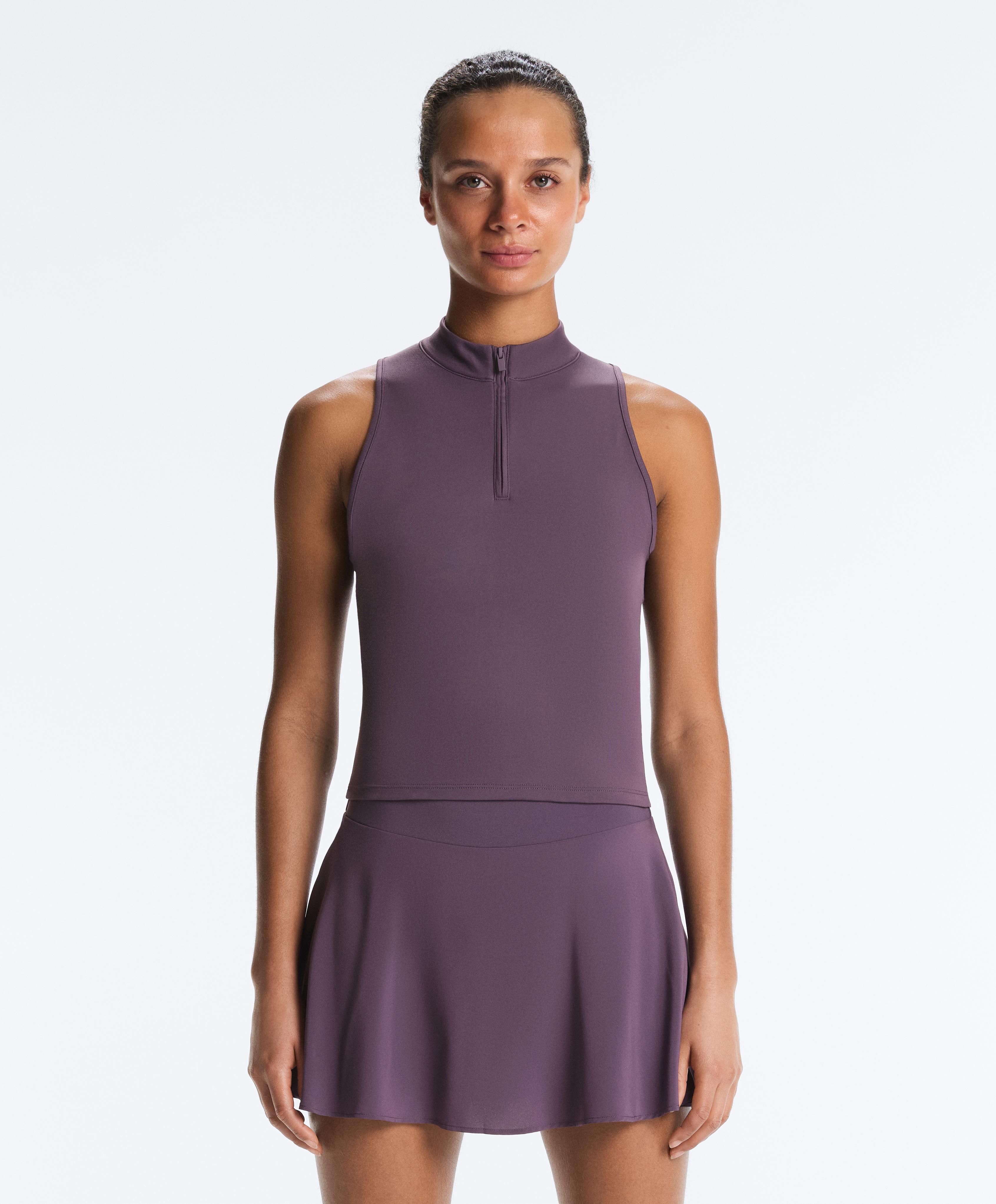 Half-zip sleeveless top — WASHED PURPLE