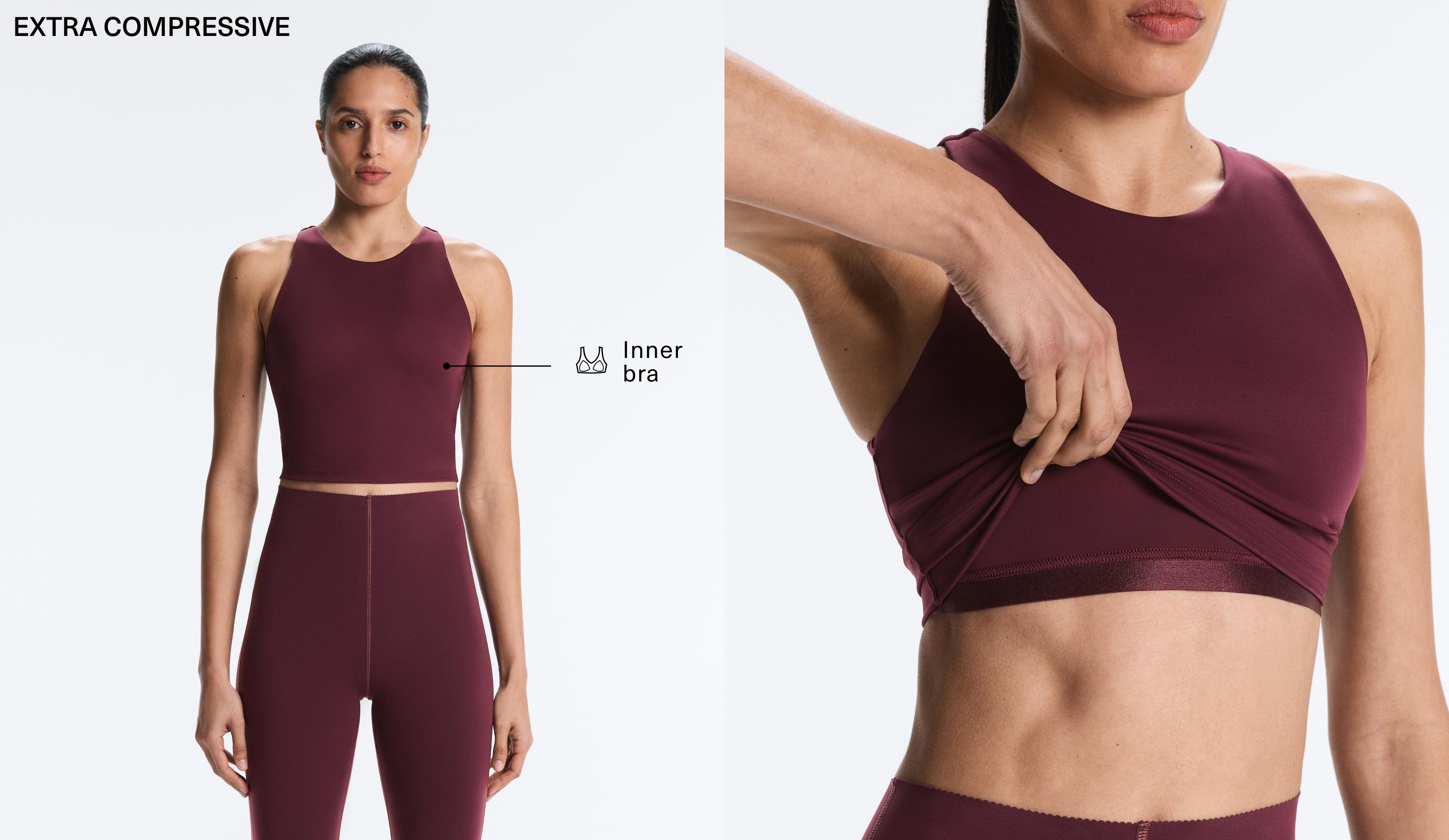Extra Compressive Halter Tank Top — AUBERGINE