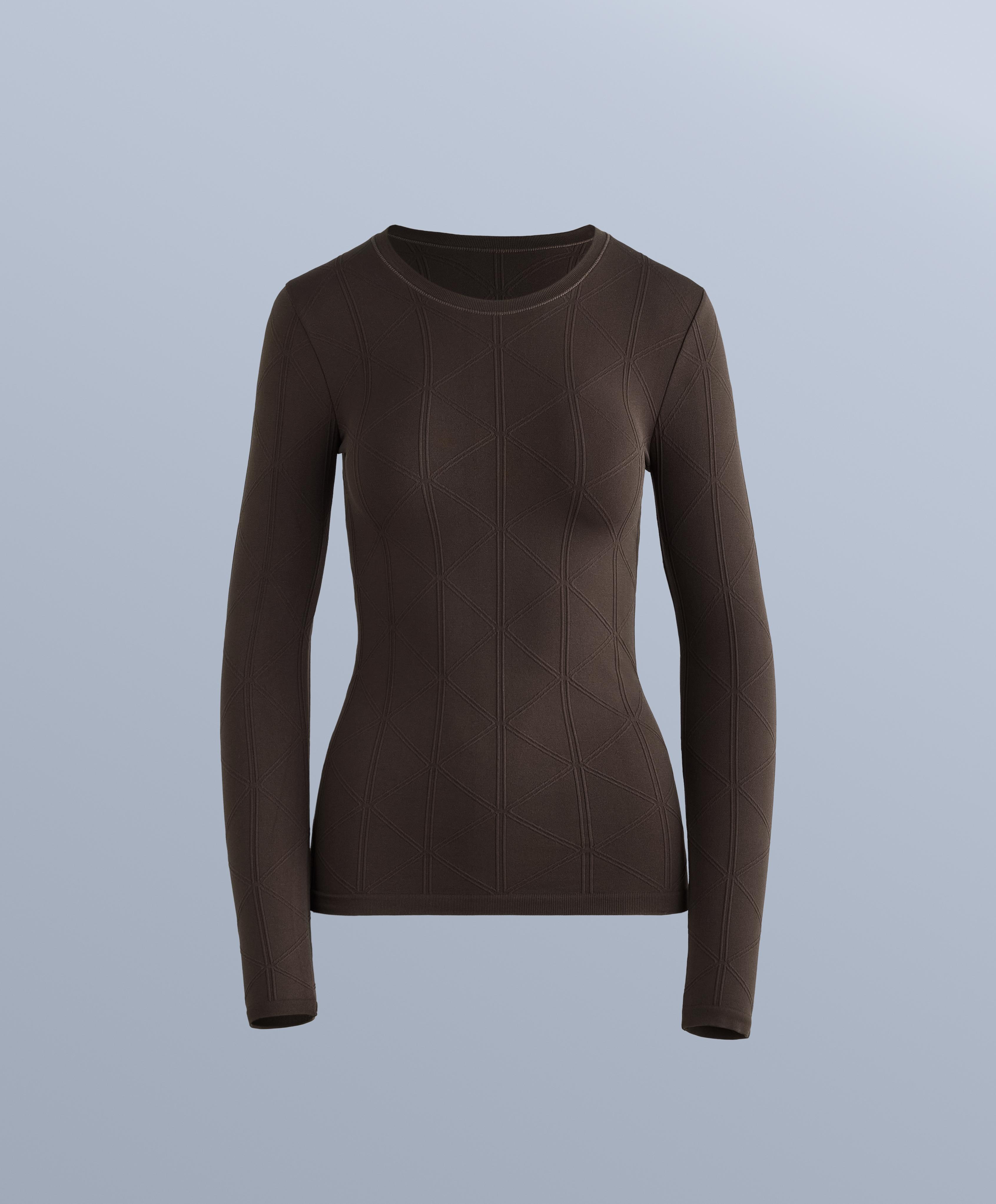 Thermal seamless jacquard base layer T-shirt — DARK BROWN