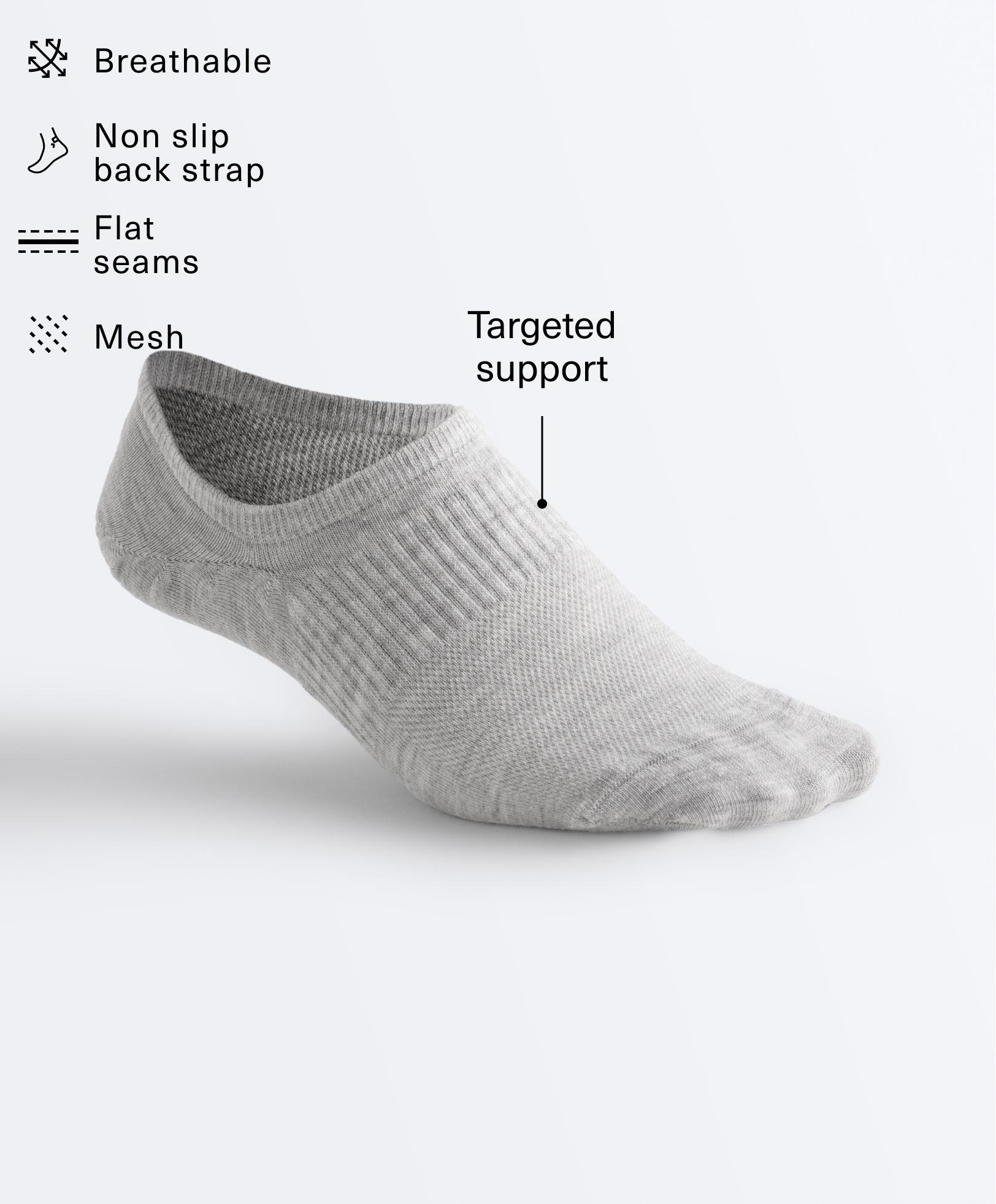 3 pairs of high-cut cotton blend invisible sports socks