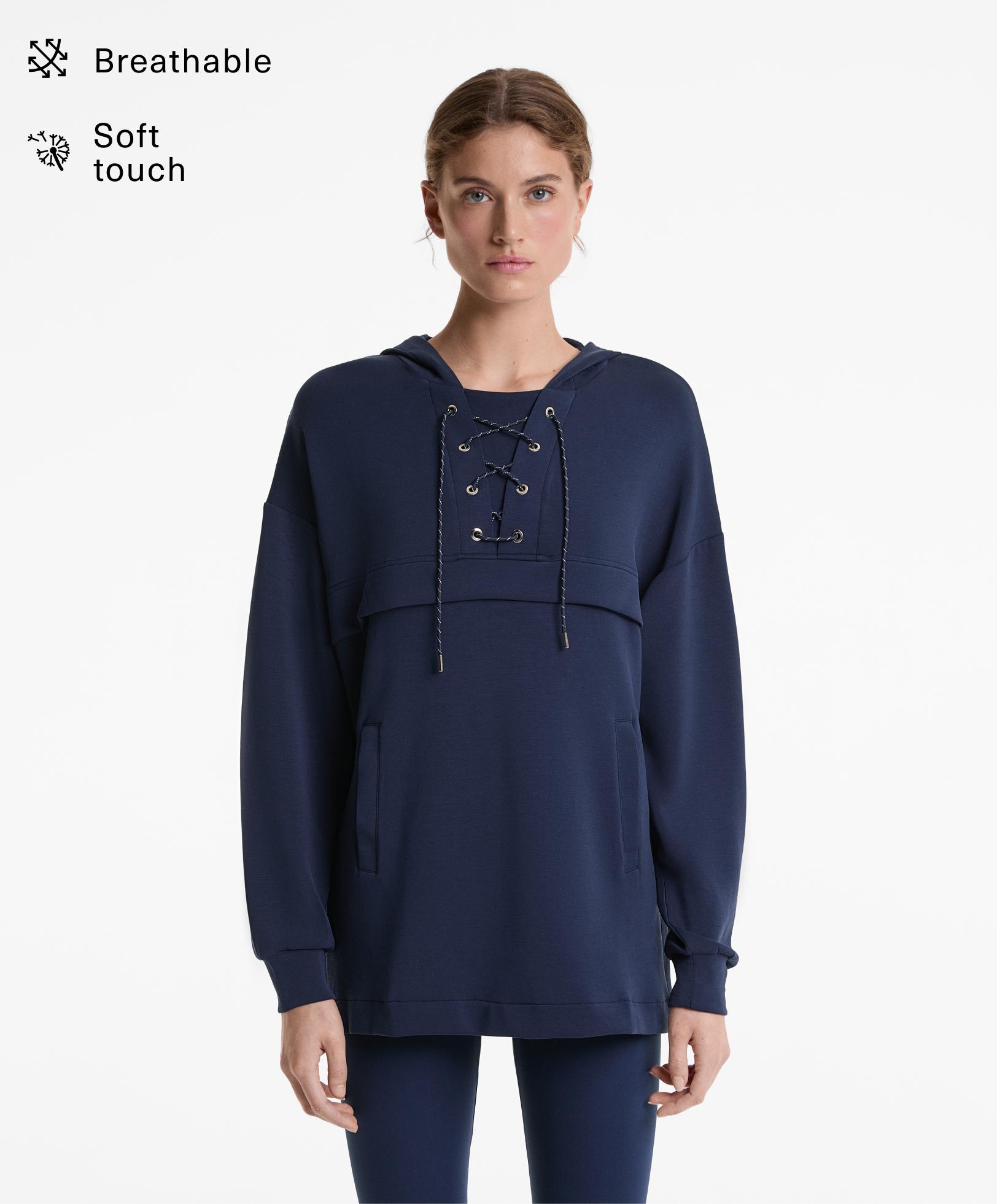 Sweatshirt com cordão cruzado e modal