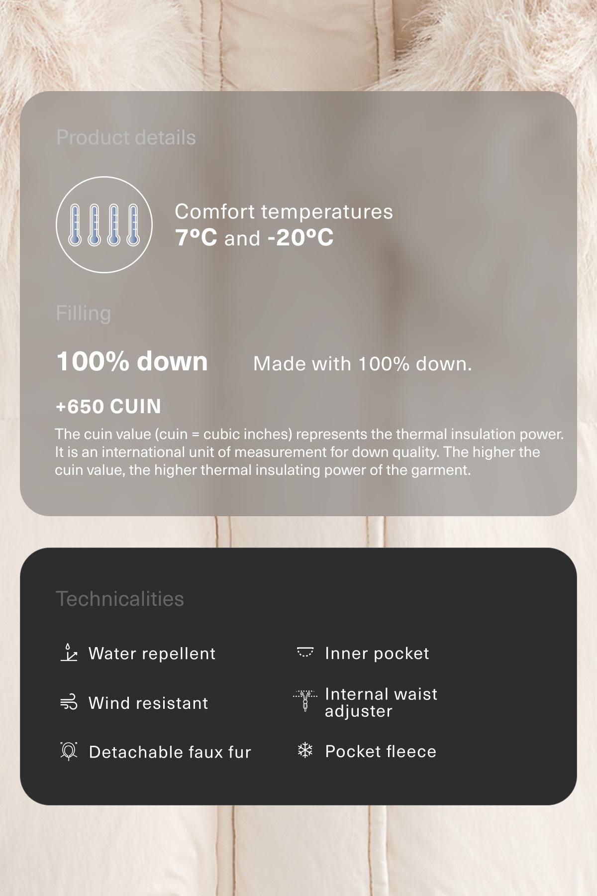 Short 100% down padded jacket — ECRU