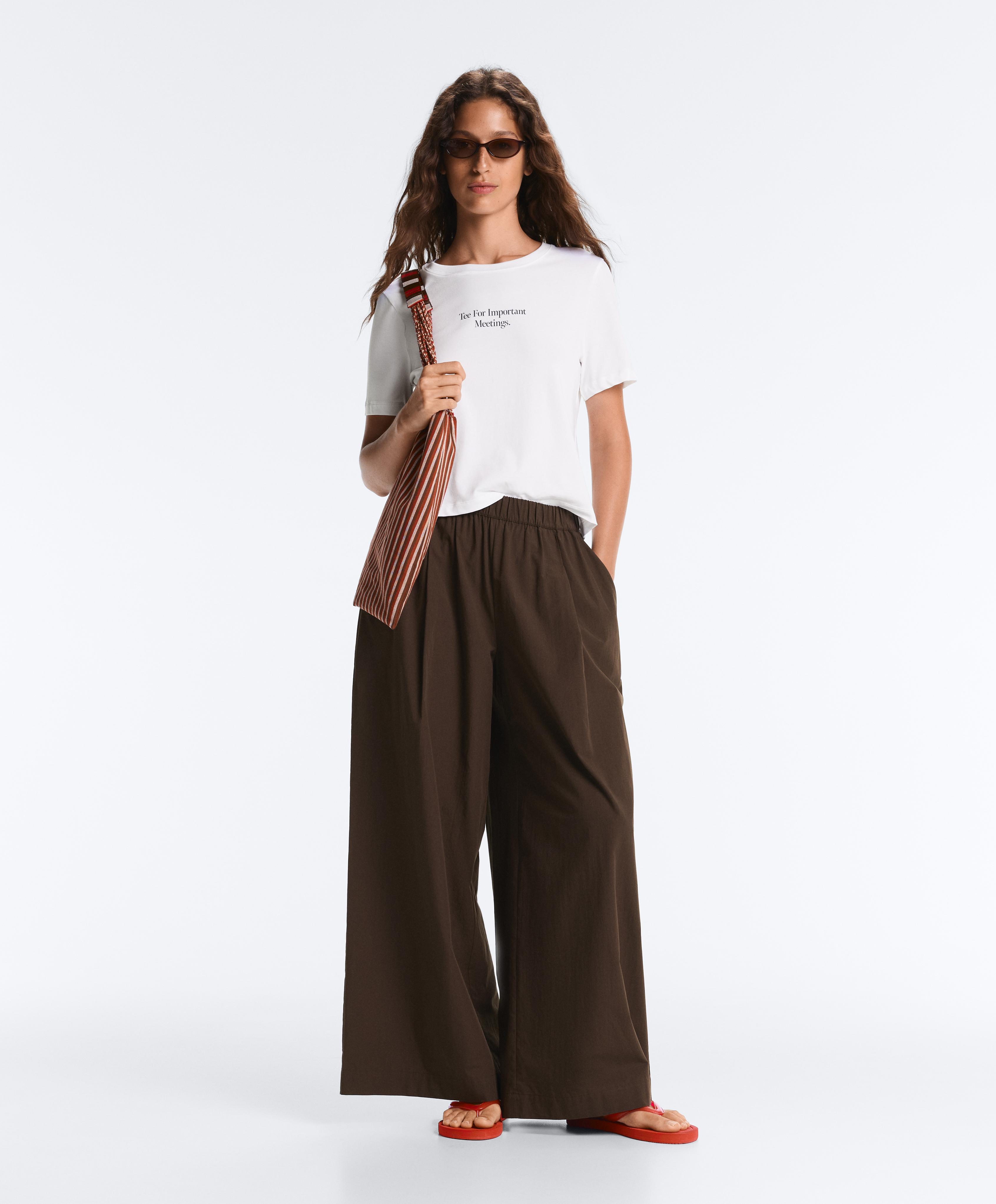 Regular-fit cotton blend slogan T-shirt — WHITE