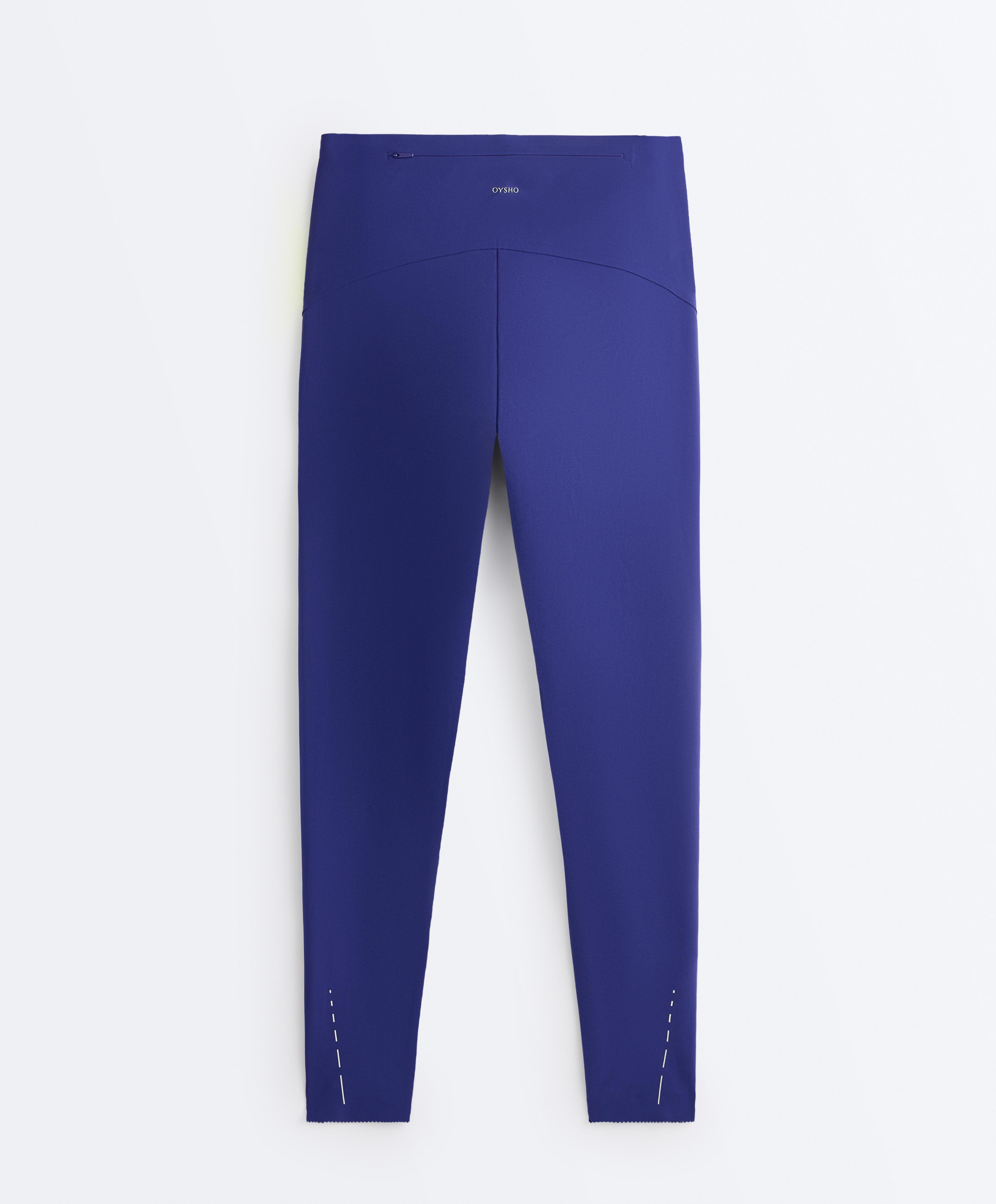High rise Compressive reflective ankle-length leggings — COBALT