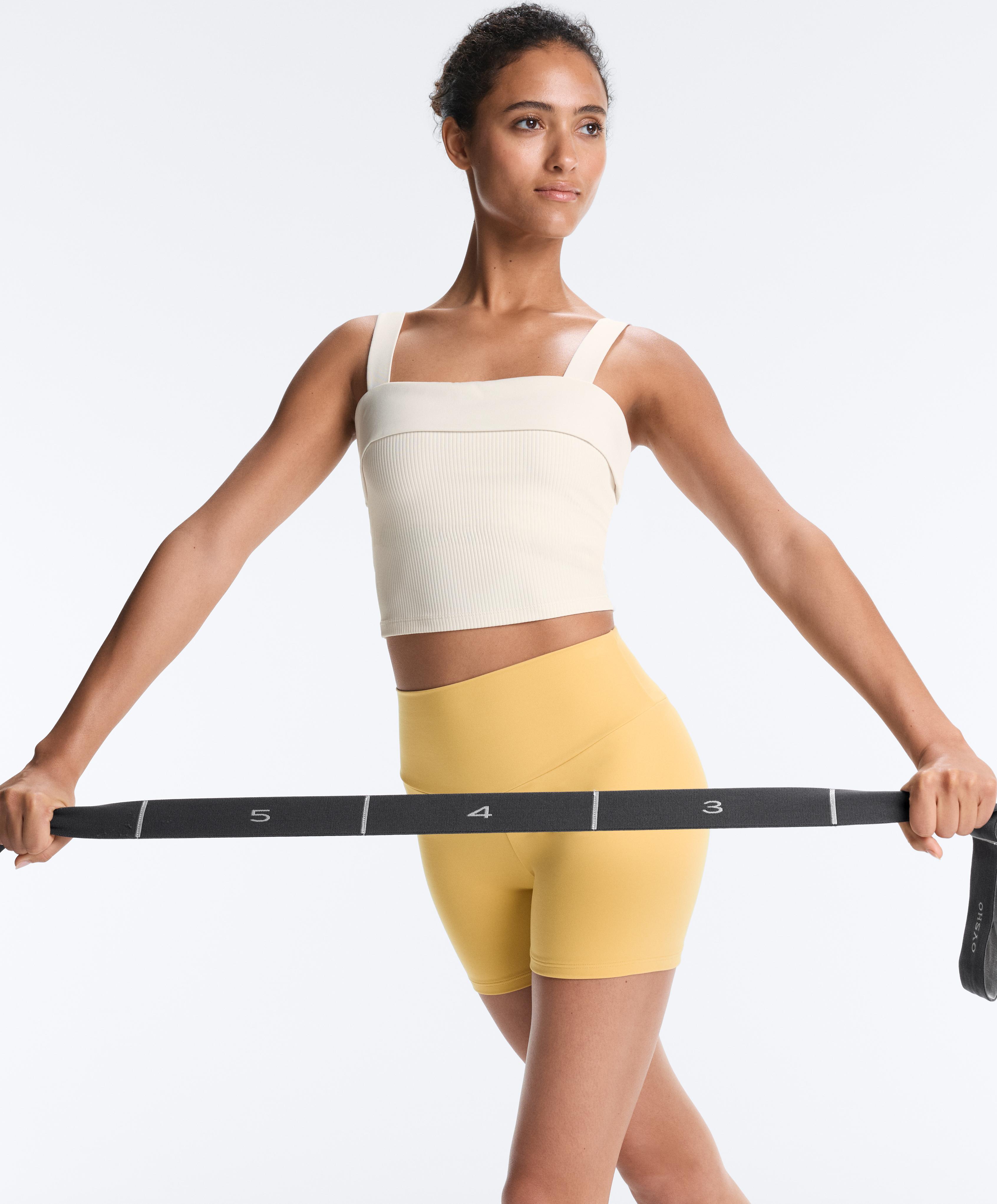 Comfortlux rib turn-up tank top — PALE ECRU