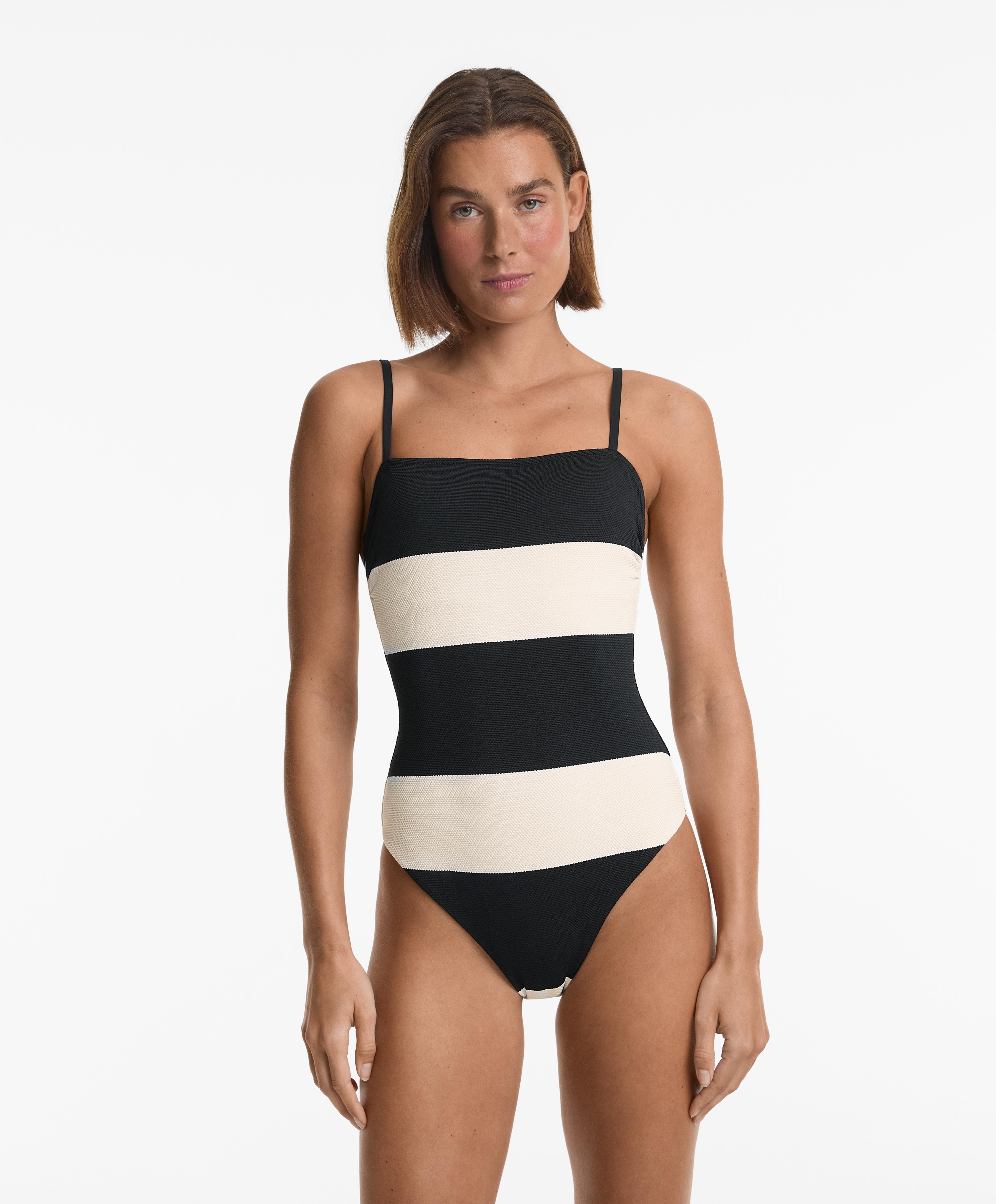 Stripe piqué bandeau swimsuit Stripe piqué bandeau swimsuit