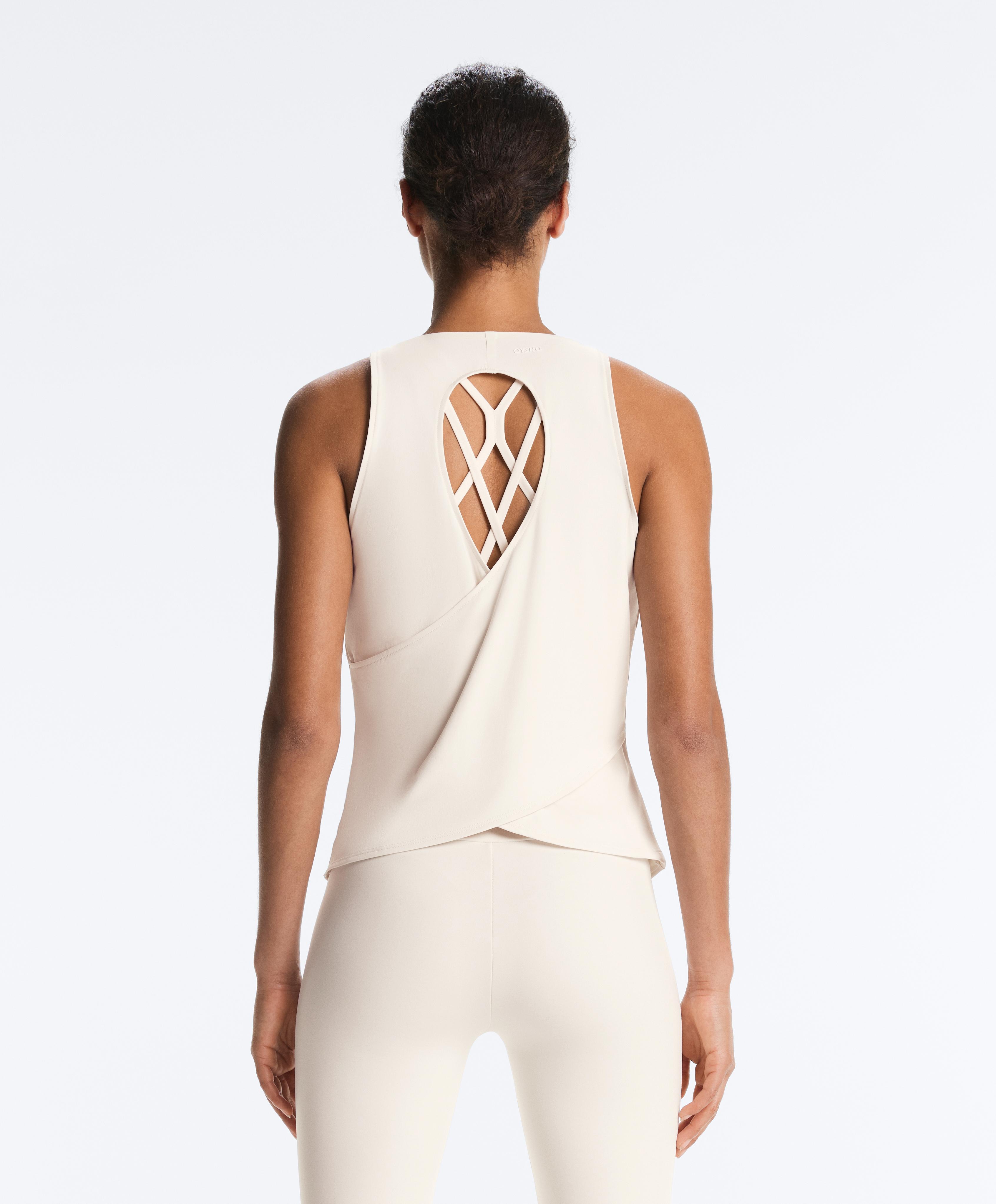 Comfortlux cross-back T-shirt — PALE ECRU