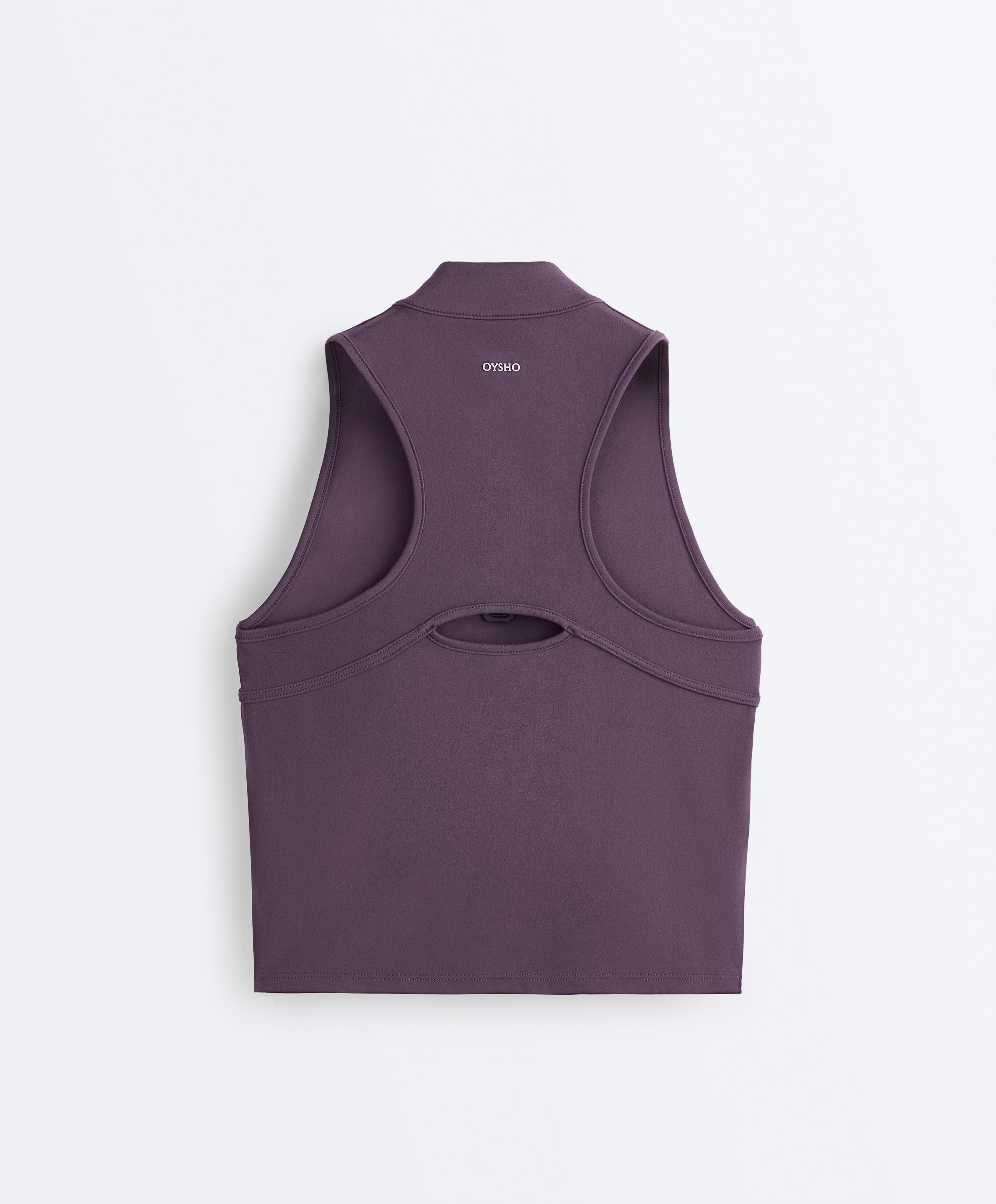 Half-zip sleeveless top — WASHED PURPLE