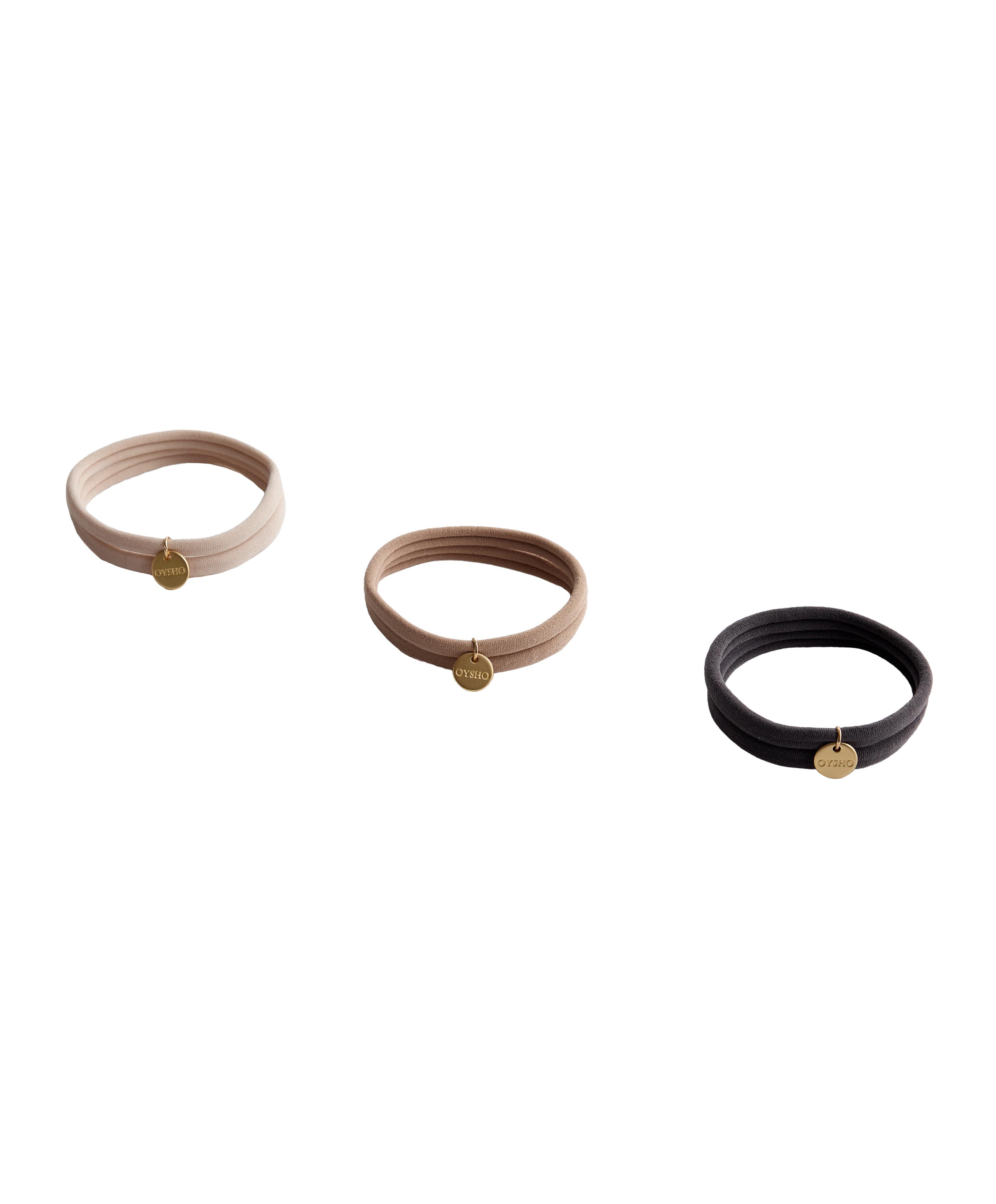 6 Oysho plaque hair ties — BLUE-GREY
