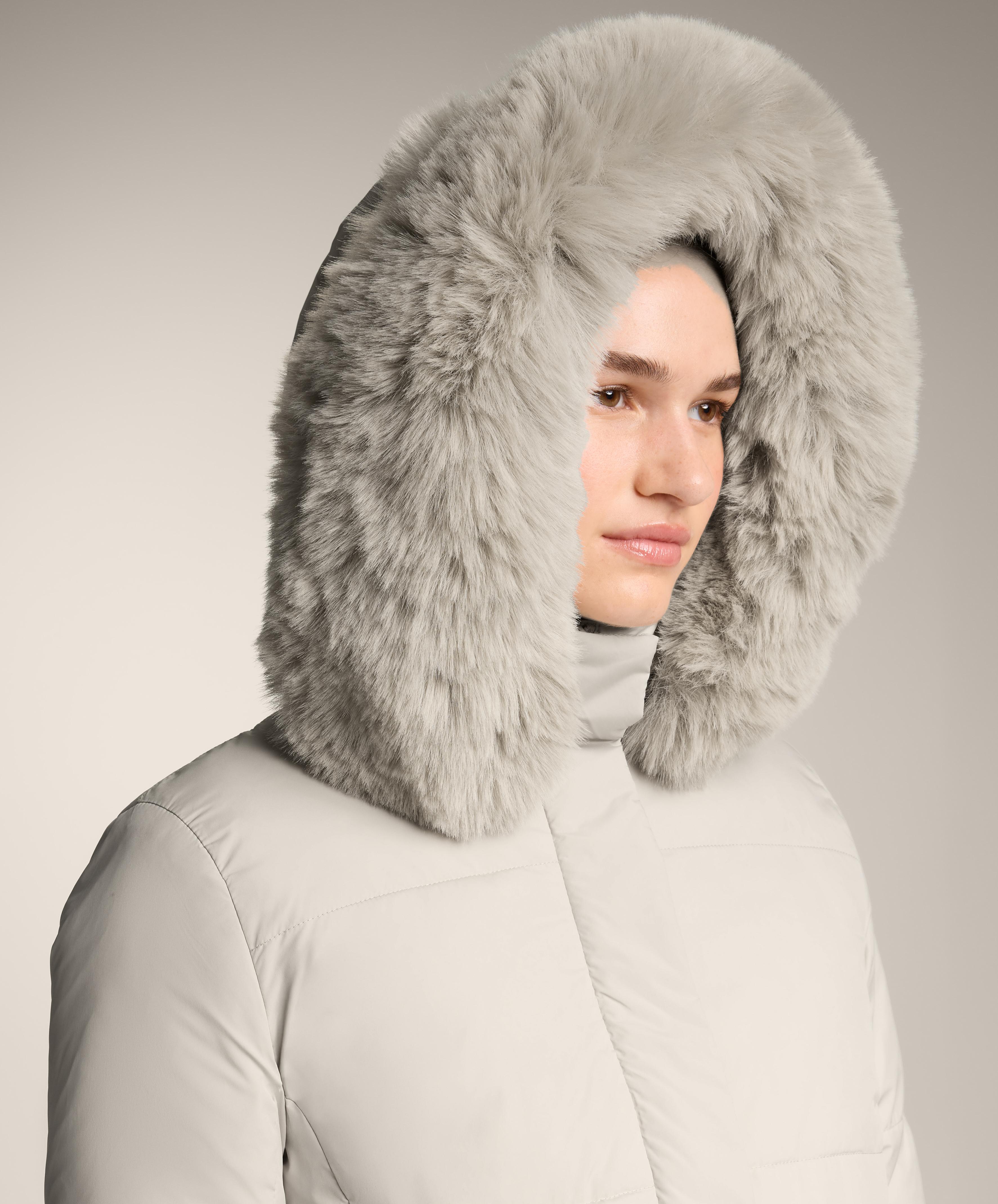 Water-repellent Primaloft® padded midi jacket — STONE               