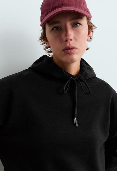 Boxy sweatshirt with brushed modal — BLACK 4