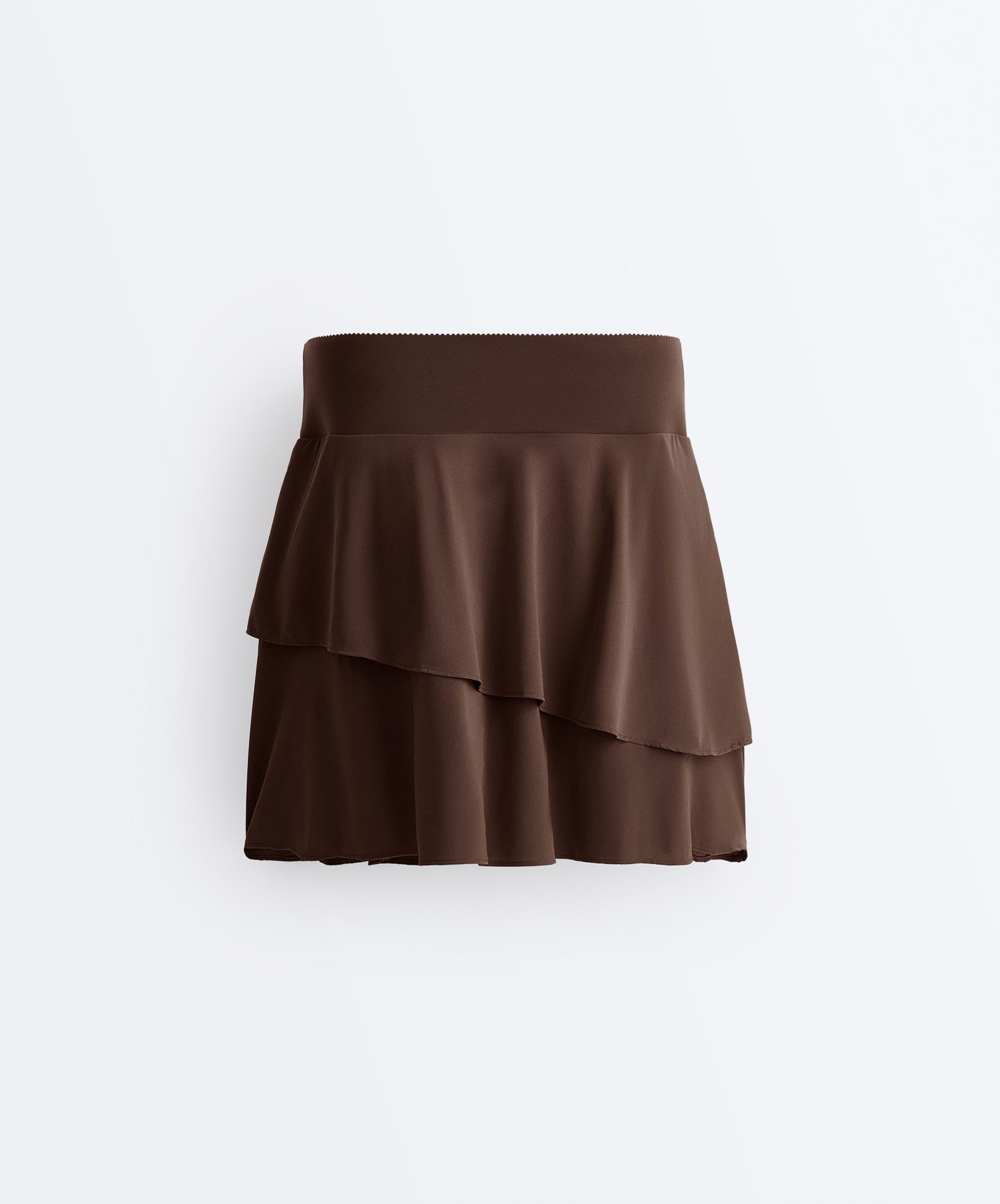 High-rise Compressive frill short skirt — BROWN