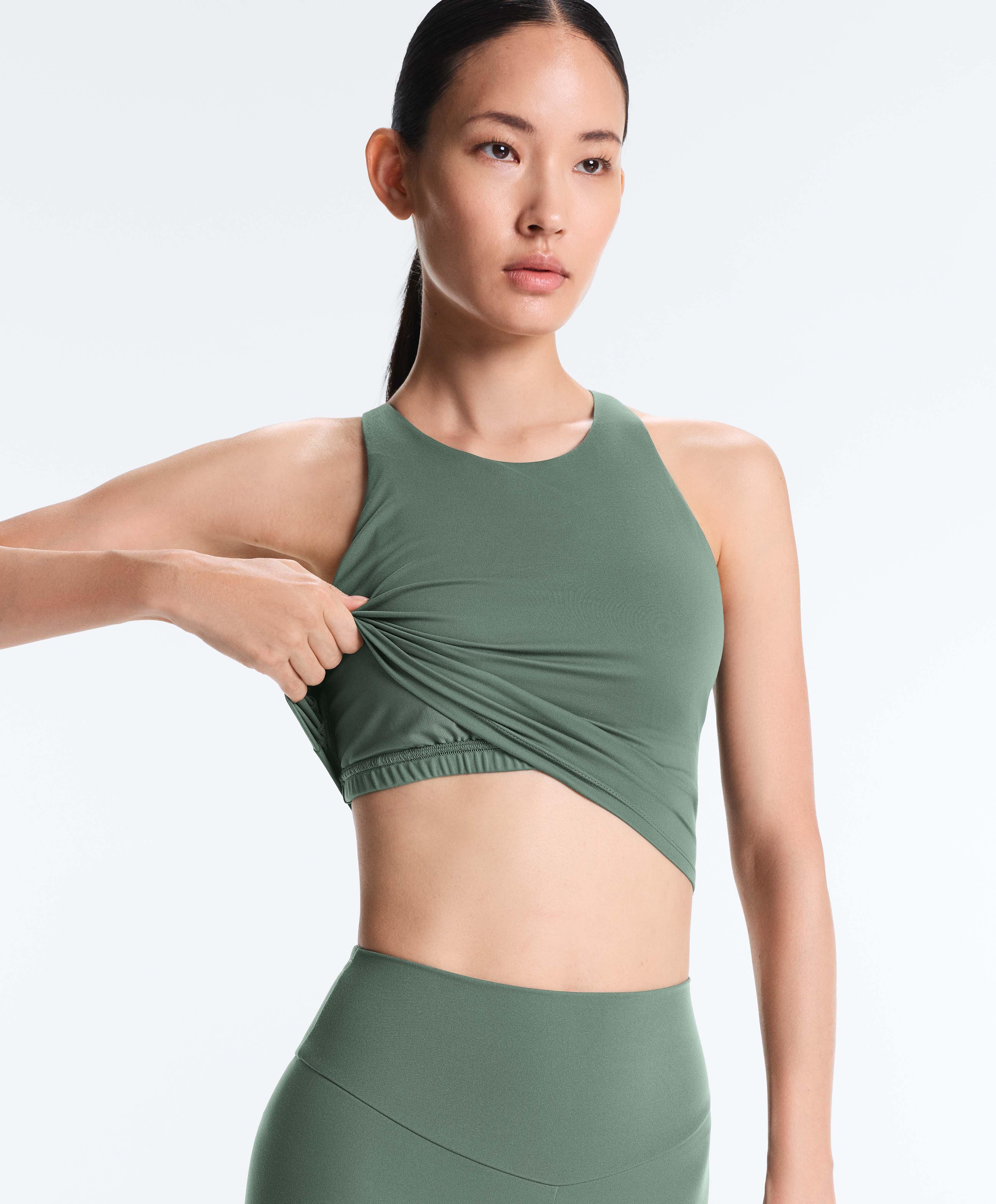 Comfortlux strappy tank top with cups — DARK GREEN
