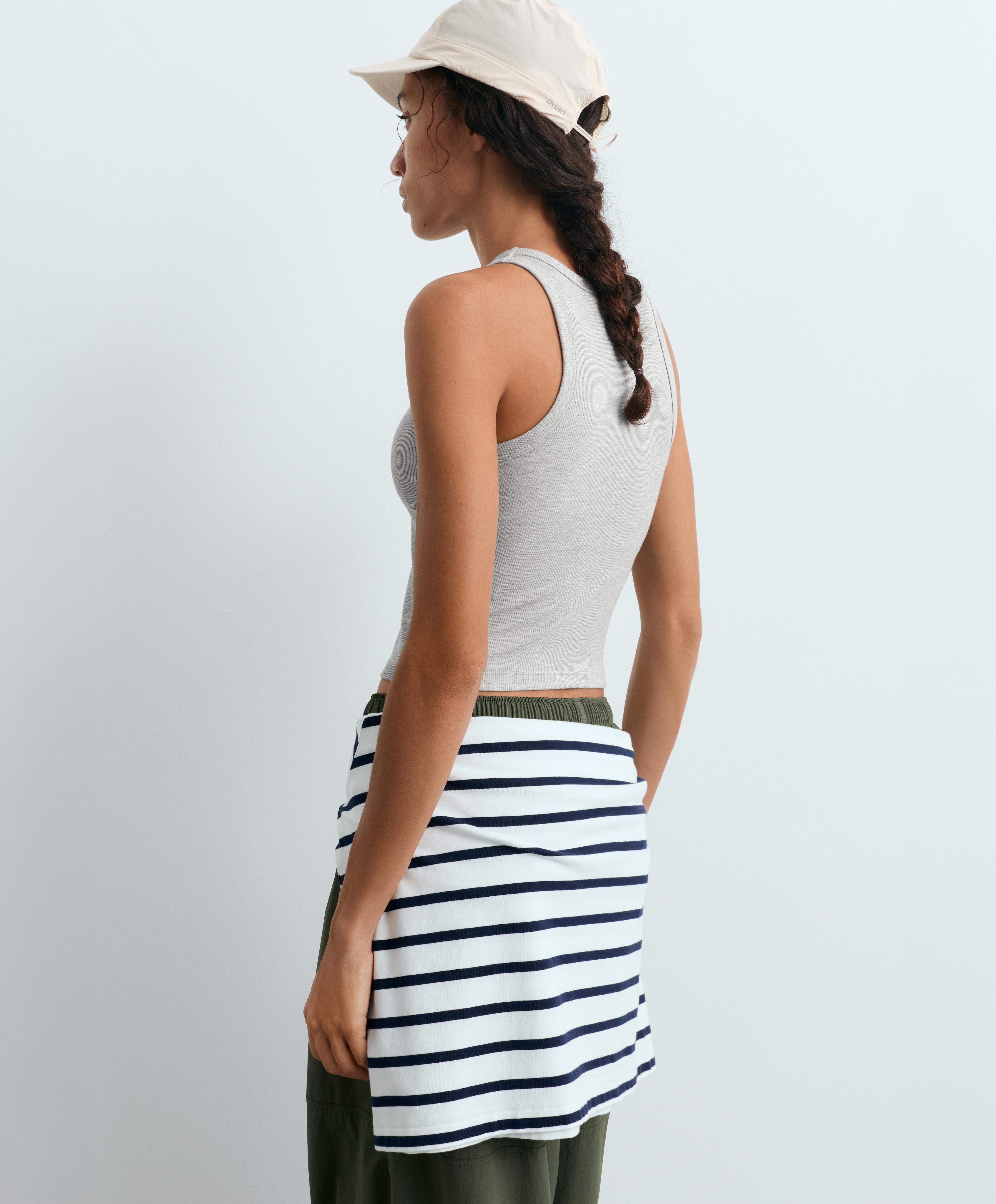 Rib modal blend long tank top — GREY MELANGE