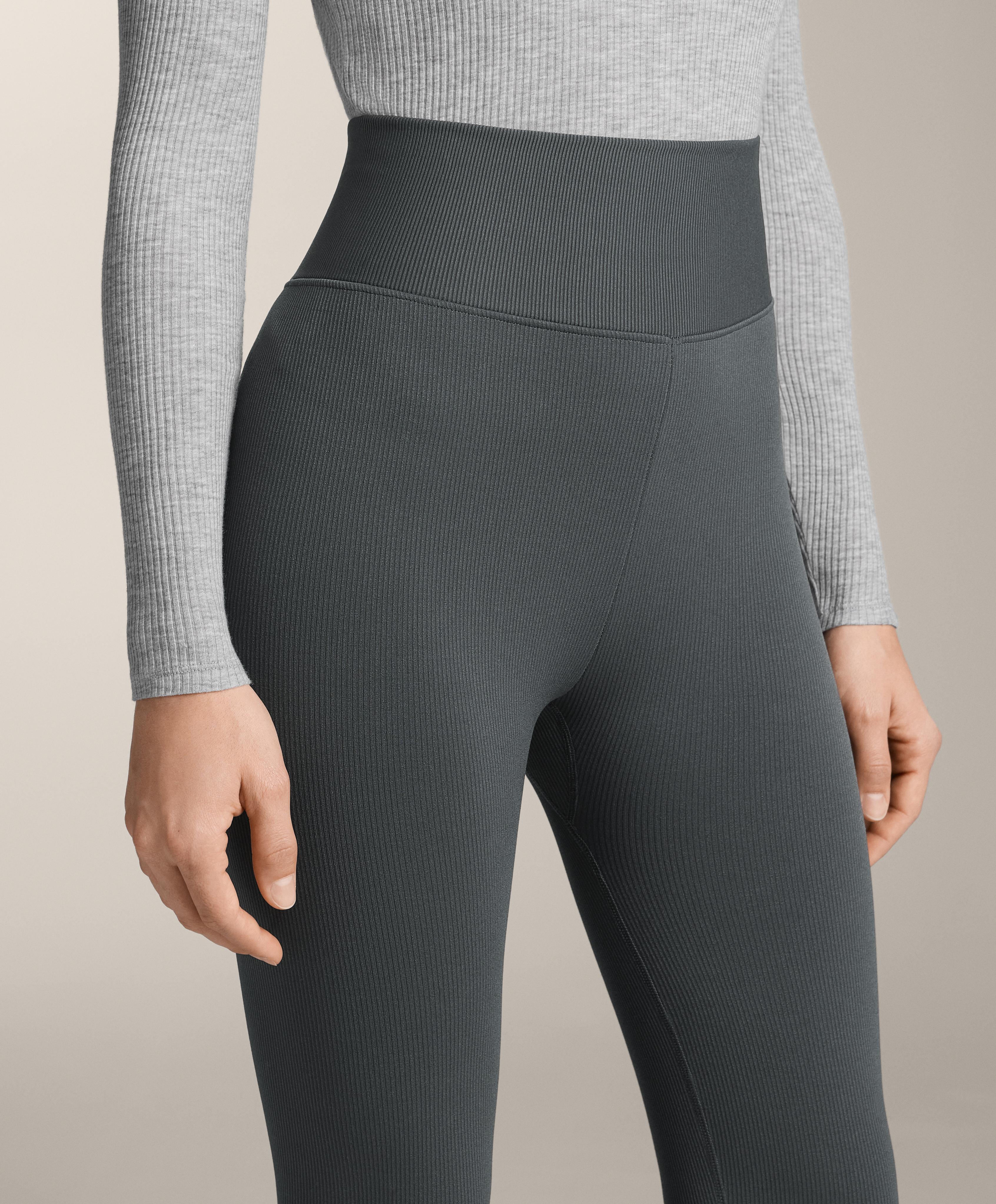 Super-high-rise seamless extra-warm rib ankle-length leggings 70 cm — ANTHRACITE GREY