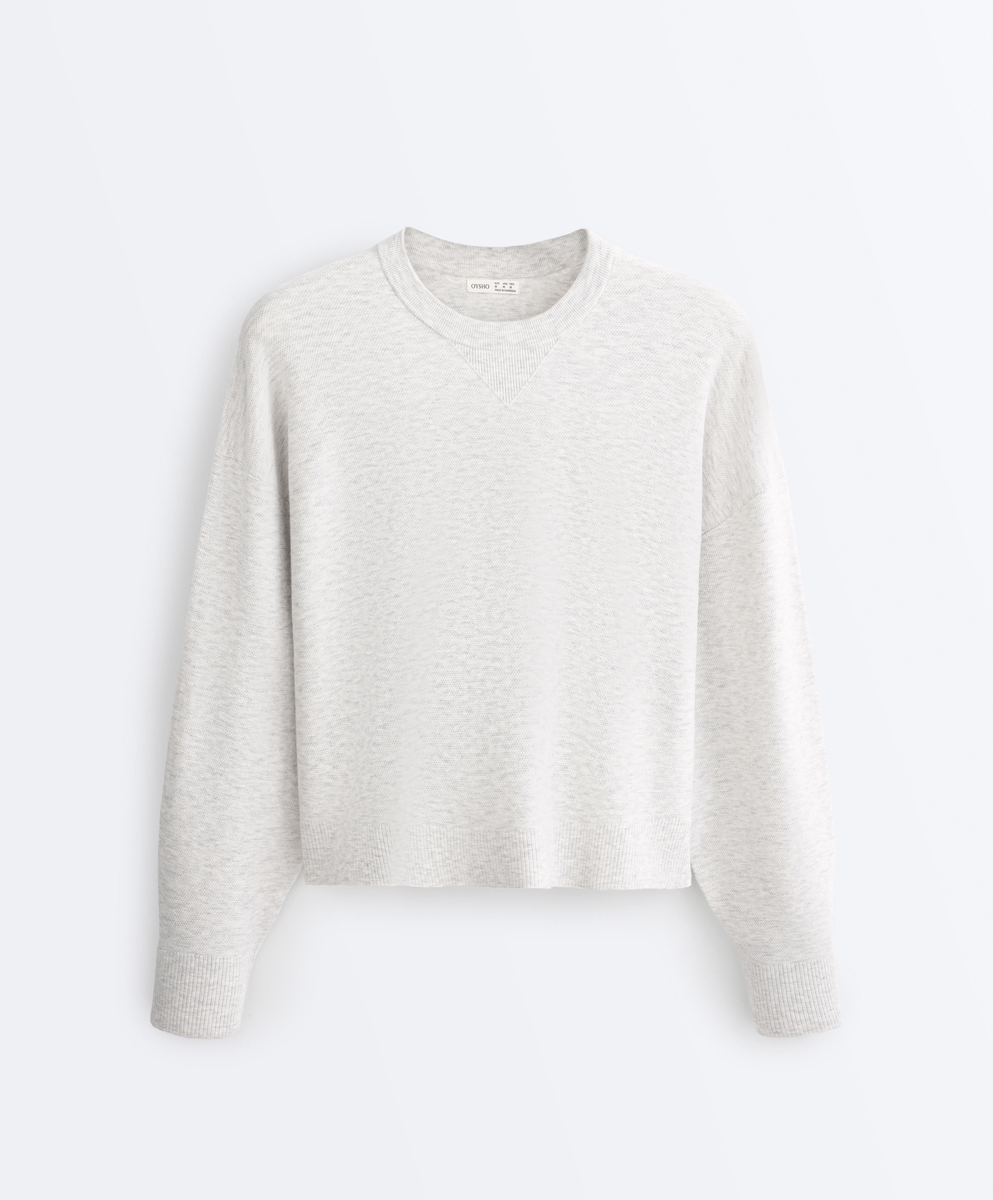 Knit crewneck jumper — PALE GREY MELANGE