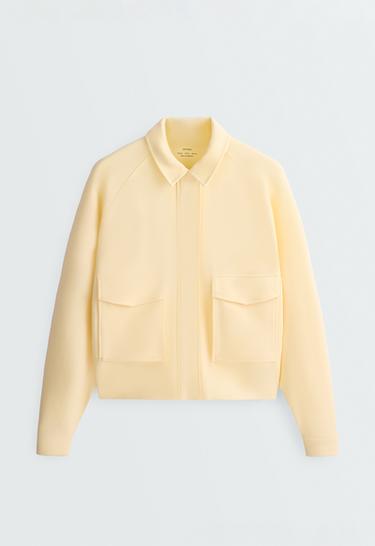 Cotton piqué pocket jacket — PALE YELLOW 6